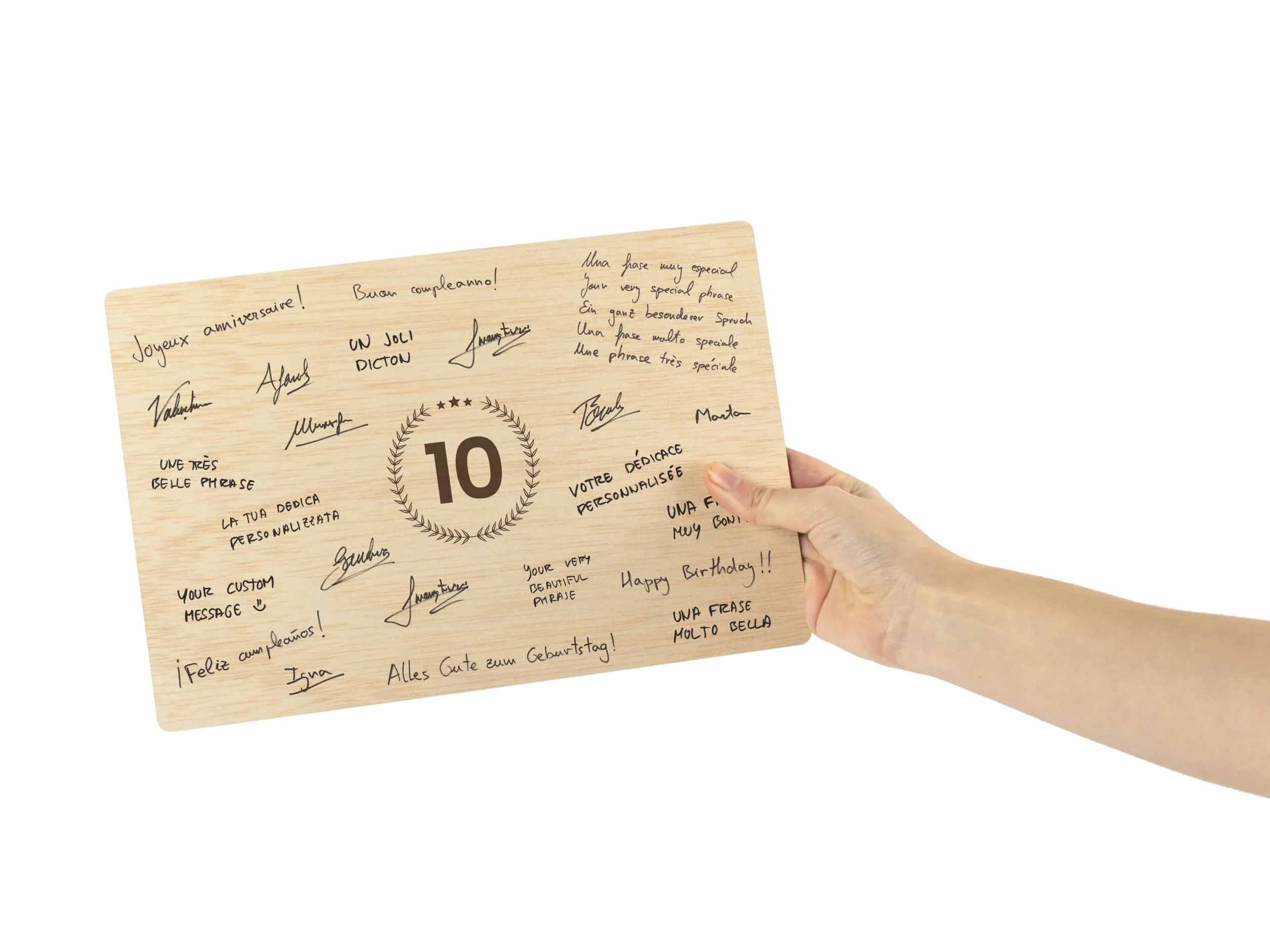 CONTRAXT Biglietto Auguri 10 Anni legno, Idee regalo Compleanno donna uomo Bomboniere Happy Birthday