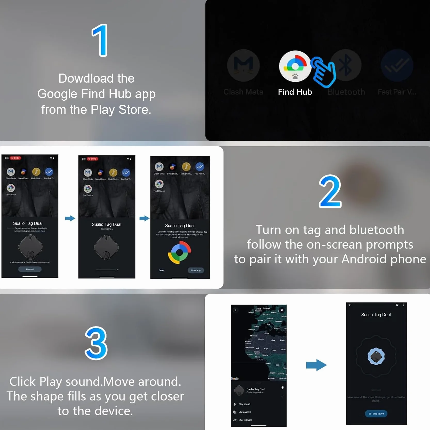 Smart Tracker Bluetooth 4 Pezzi IP67 Impermeabile Compatibile con Google Find Hub per Chiavi Bagagli Valigie (nero)