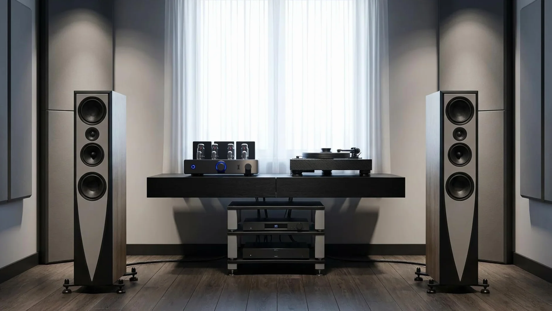 Set di punte e cuscinetti per altoparlanti M6, alluminio nero, Ø10 mm cono con radius pad Ø20 mm, ammortizzatori vibrazioni HiFi