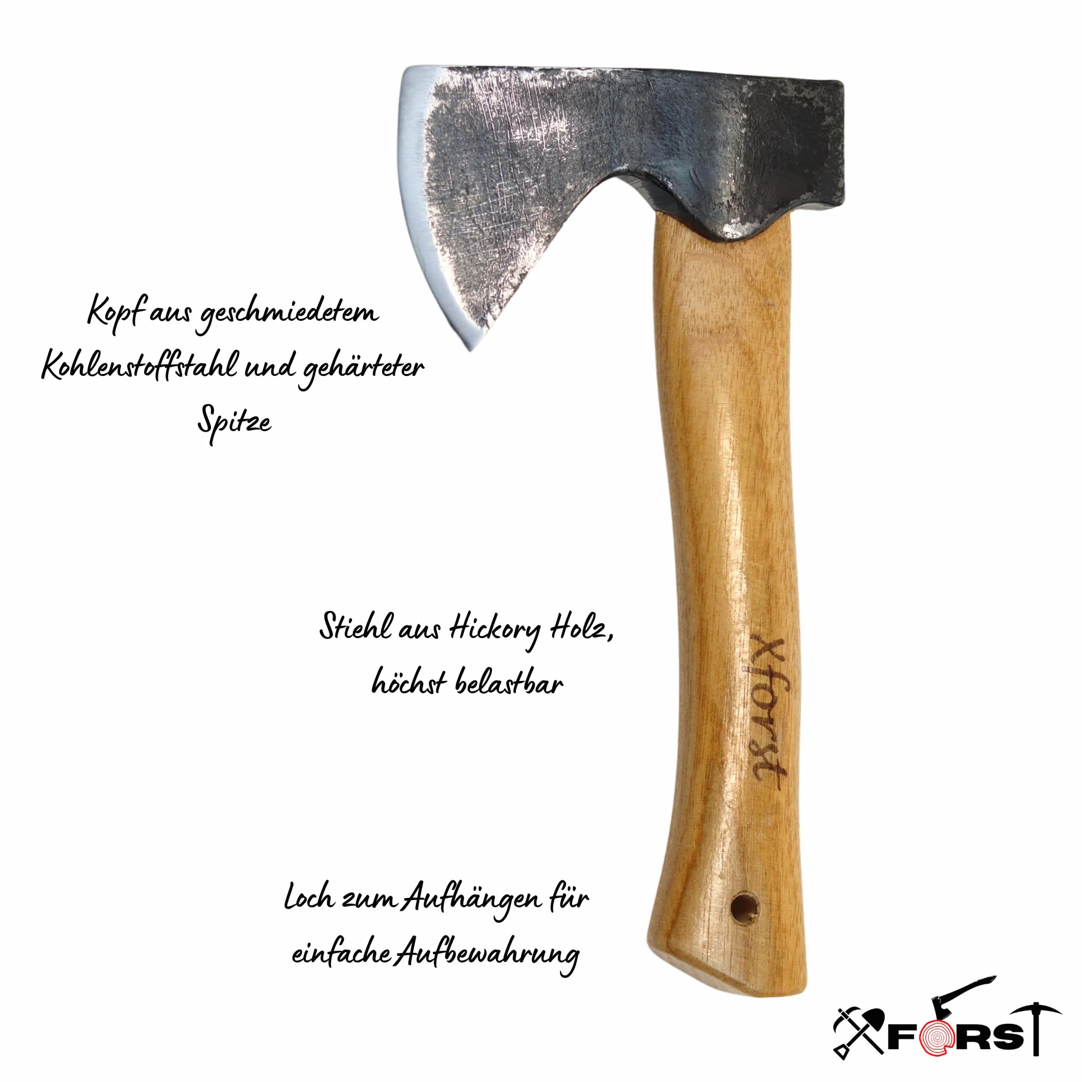 Xforst Ascia Vikinga sopravvivenza a mano manico legno 27cm