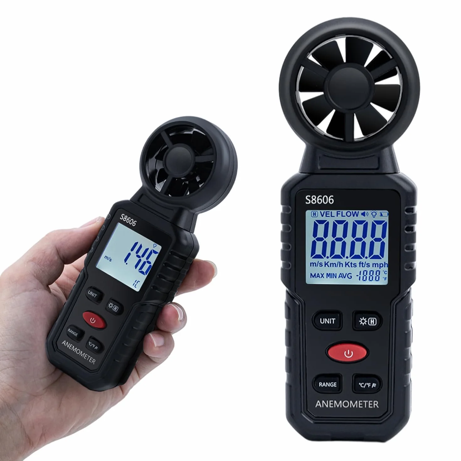 Anemometro Portatile 3 in 1 Misuratore di Velocità del Vento per Esterni Nela Surf Volo