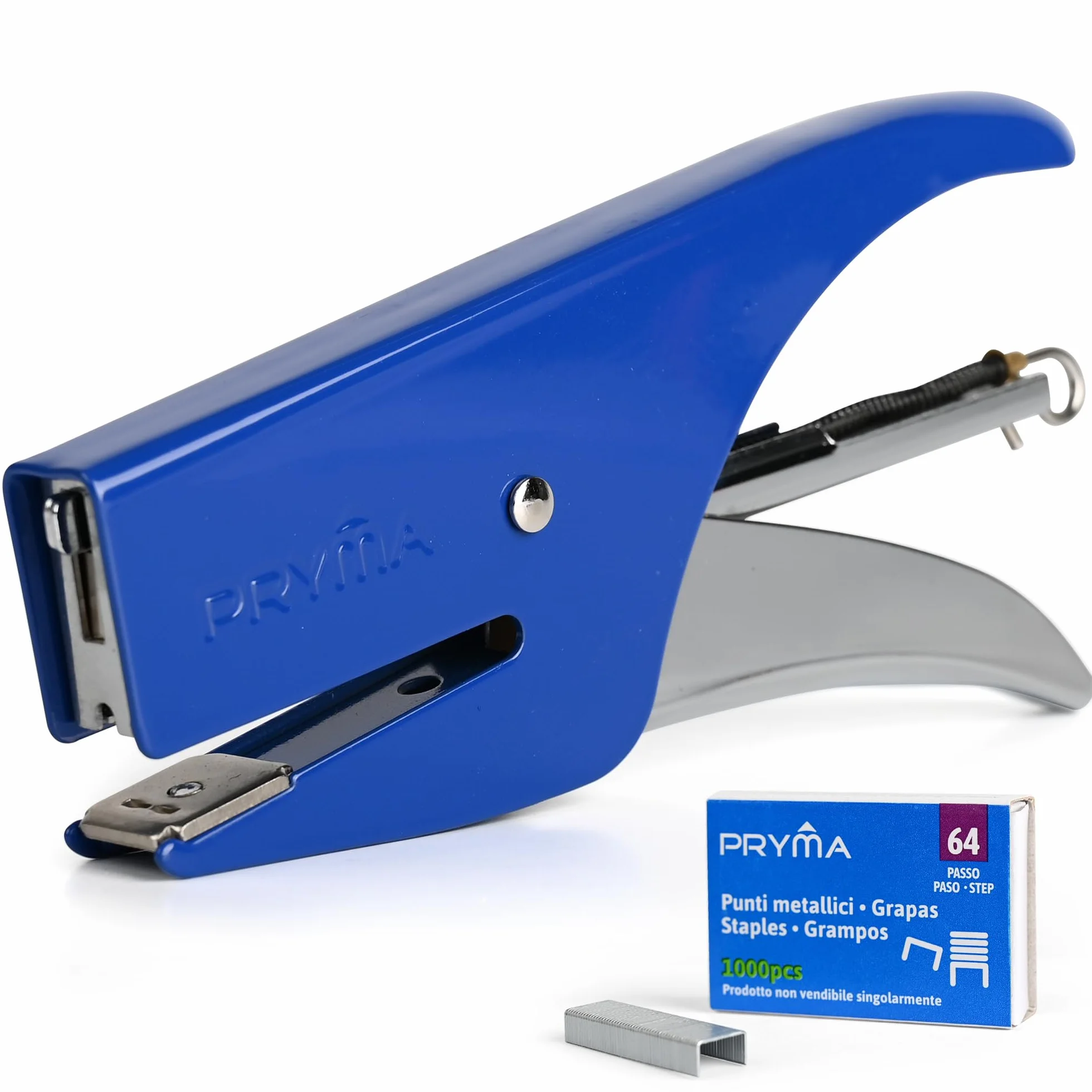 Pryma Cucitrice a Pinza 1000 Punti Metallici Passo 64 Spillatrice Robusta Ufficio Casa Blu