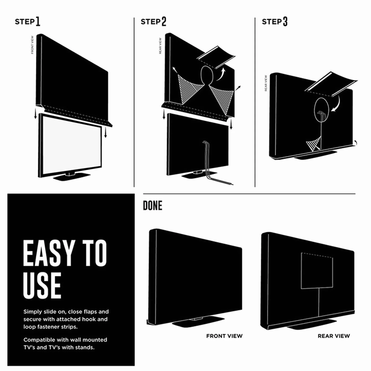 Copertura per TV Esterna 600D Poliestere Impermeabile Protezione UV per TV LED LCD 50-70 Pollici