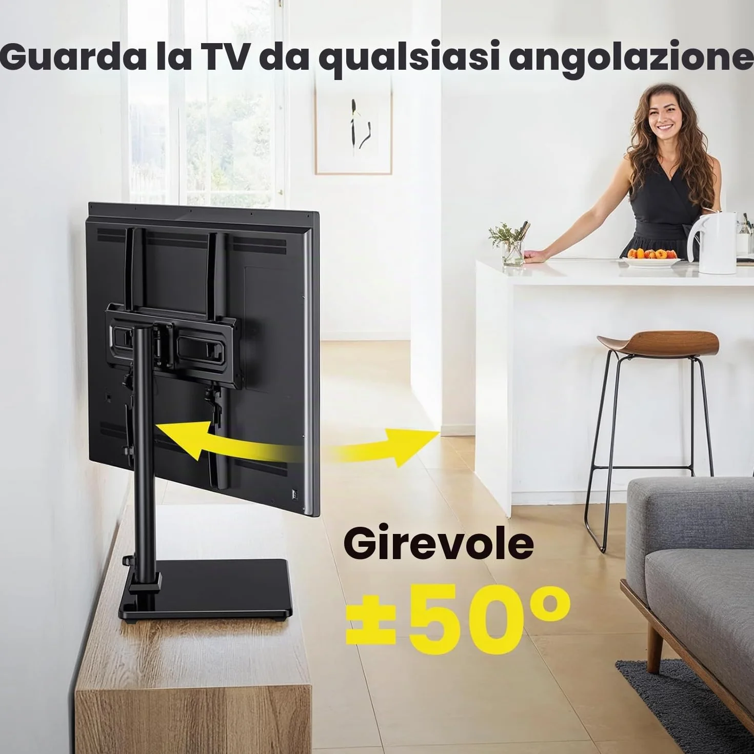 AM alphamount Supporto universale per TV girevole 24-60 pollici VESA 400x400 mm 45kg