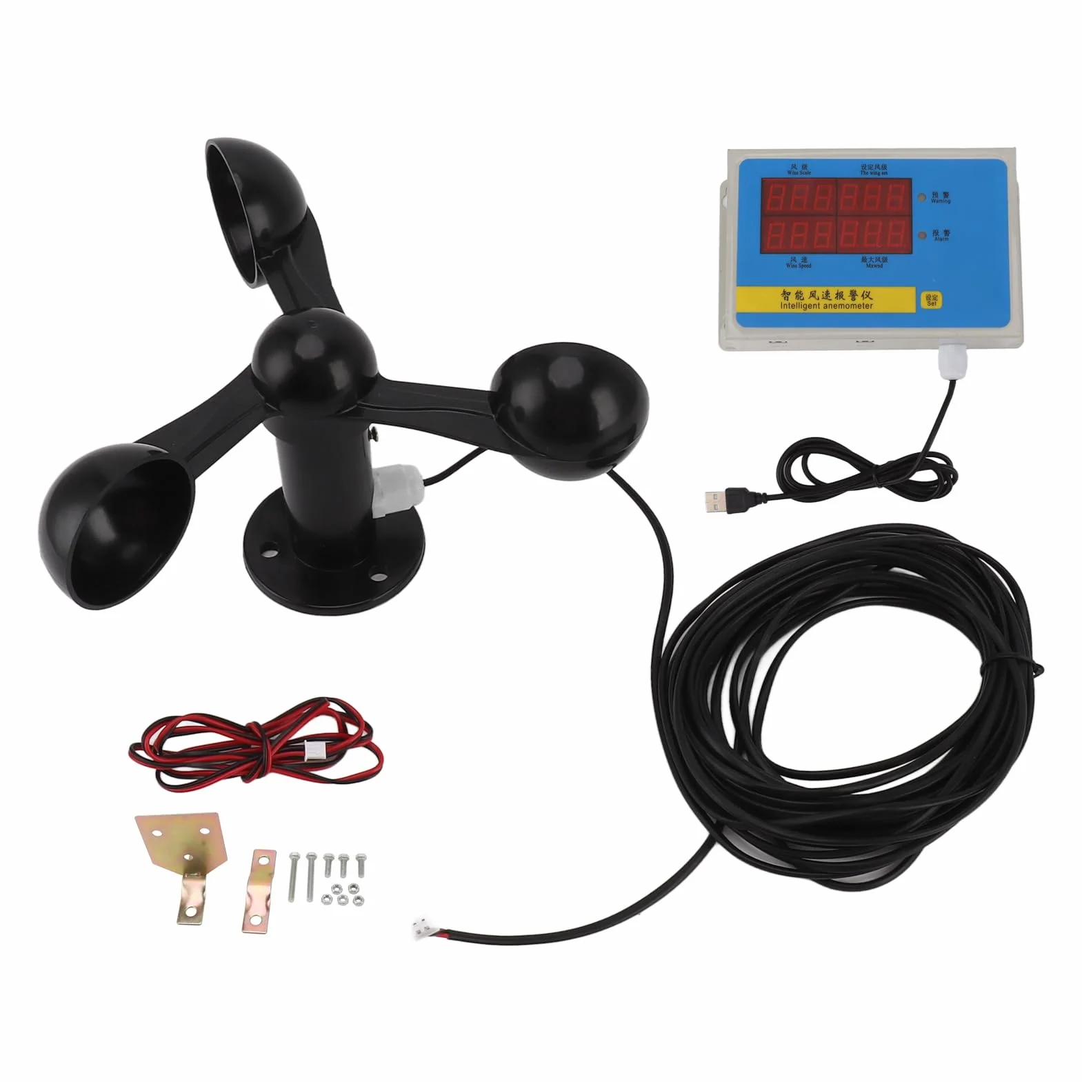 Anemometro per Gru a Torre Rilevatore ABS in Lega di Alluminio USB in Lega di Alluminio ABS per Stazione Meteorologica, Misuratori di velocità del