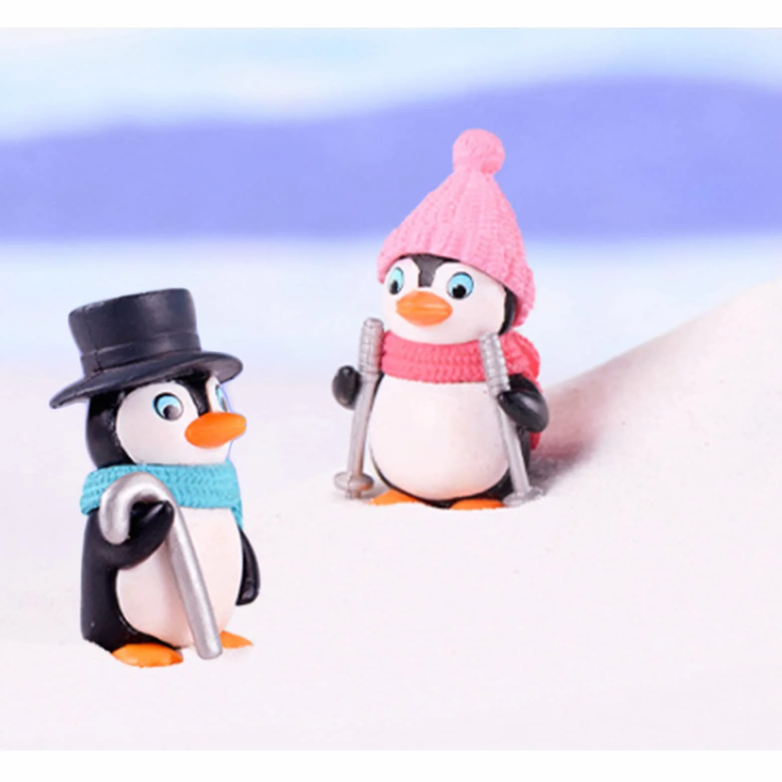 8 mini statuette pinguino, pinguino in miniatura, statuette di animali, micro paesaggio, ornamenti fai da te, in resina, per bonsai, mini decorazione da giardino, portachiavi fai da te