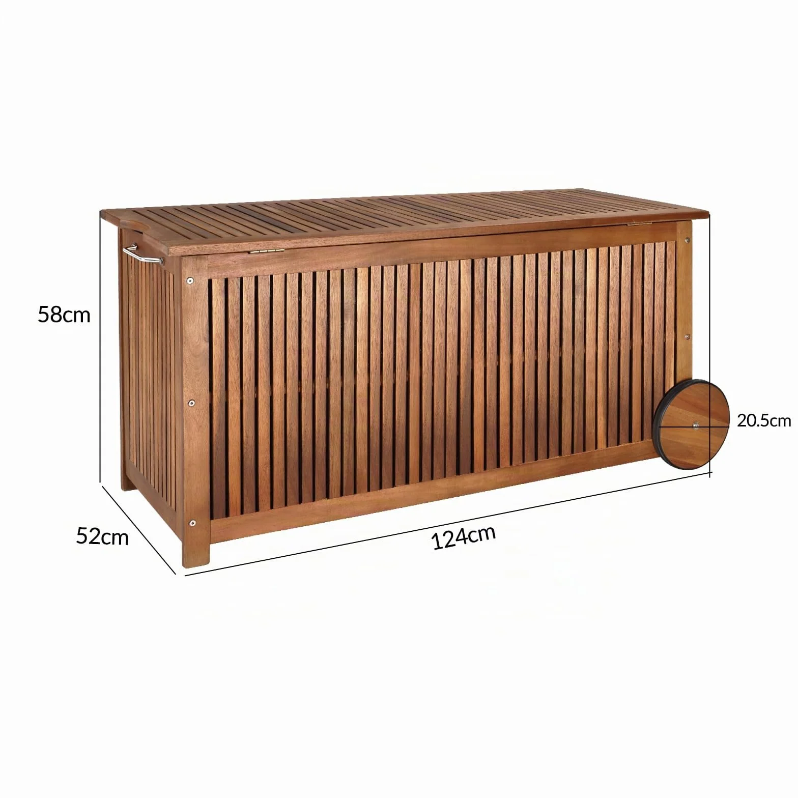 Casaria® Baule da Giardino 120cm Legno di Acacia 2 Ruote Incl. Telo Impermeabile Salvaspazio Cassapanca Esterno Balcone