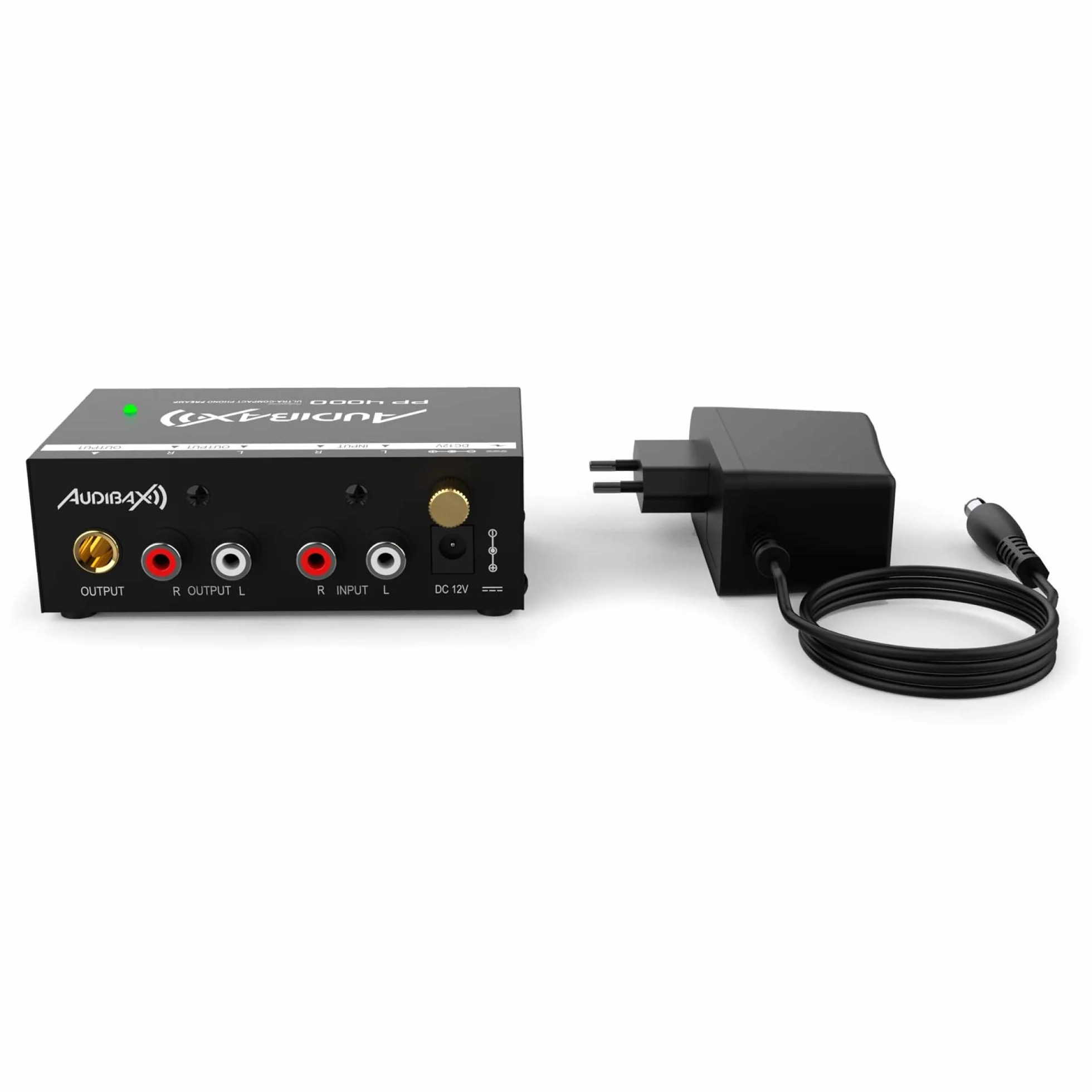 Audibax PP4000 Black Preamplificatore Fono RIAA per Giradischi 12 V DC Audio Stereo Hi-Fi