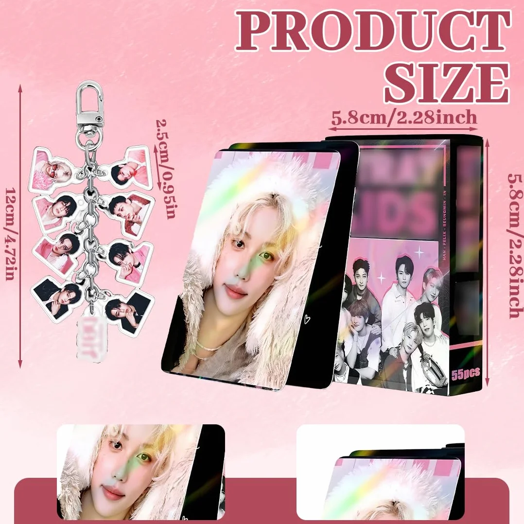 Carte SK Set con 2 Portachiavi Figure, Carte Album Star Maschili Coreane, Regali Fan Ragazze