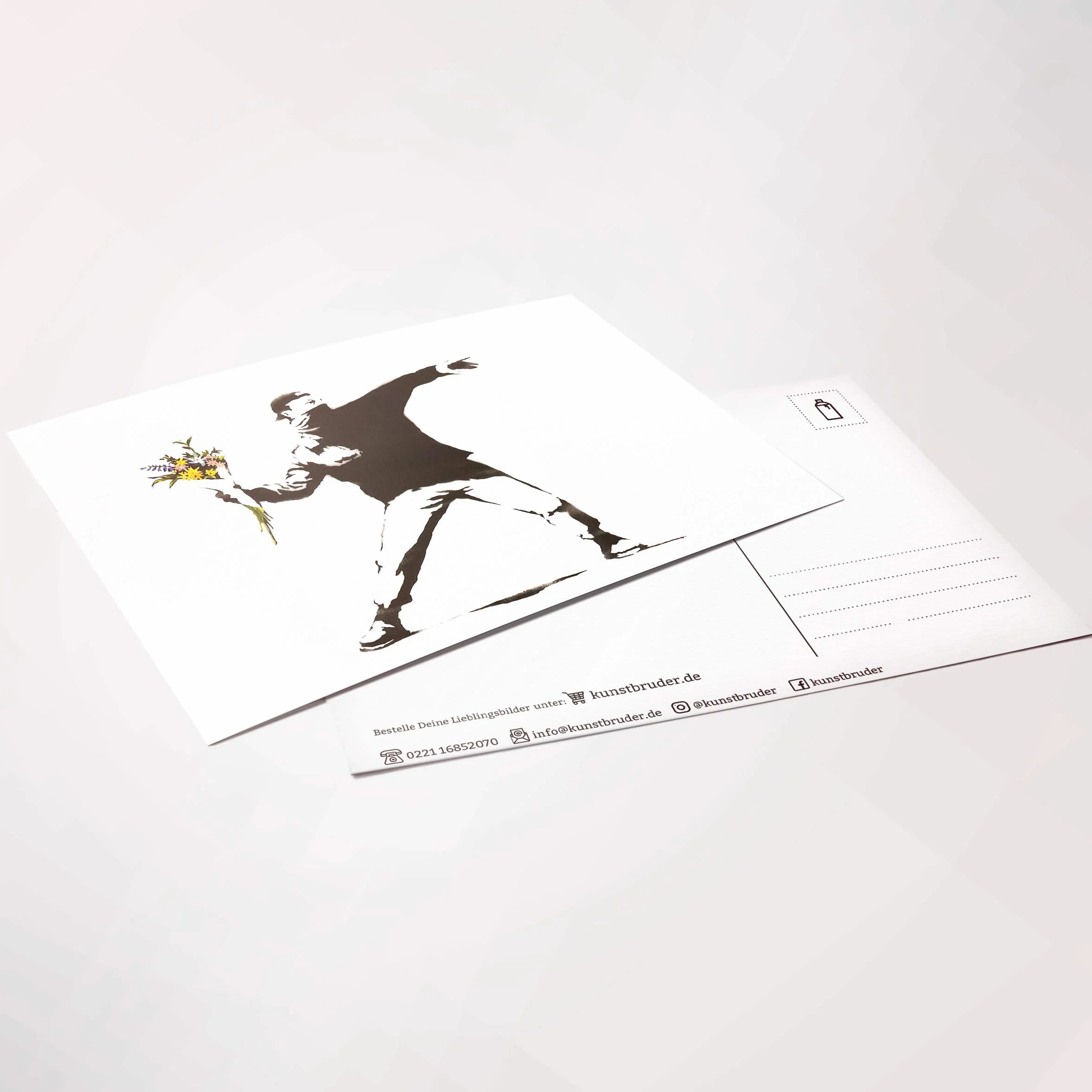 Kunstbruder Banksy Flower Riot Set di 3 Cartoline DIN A6 10,5 x 14,8 cm