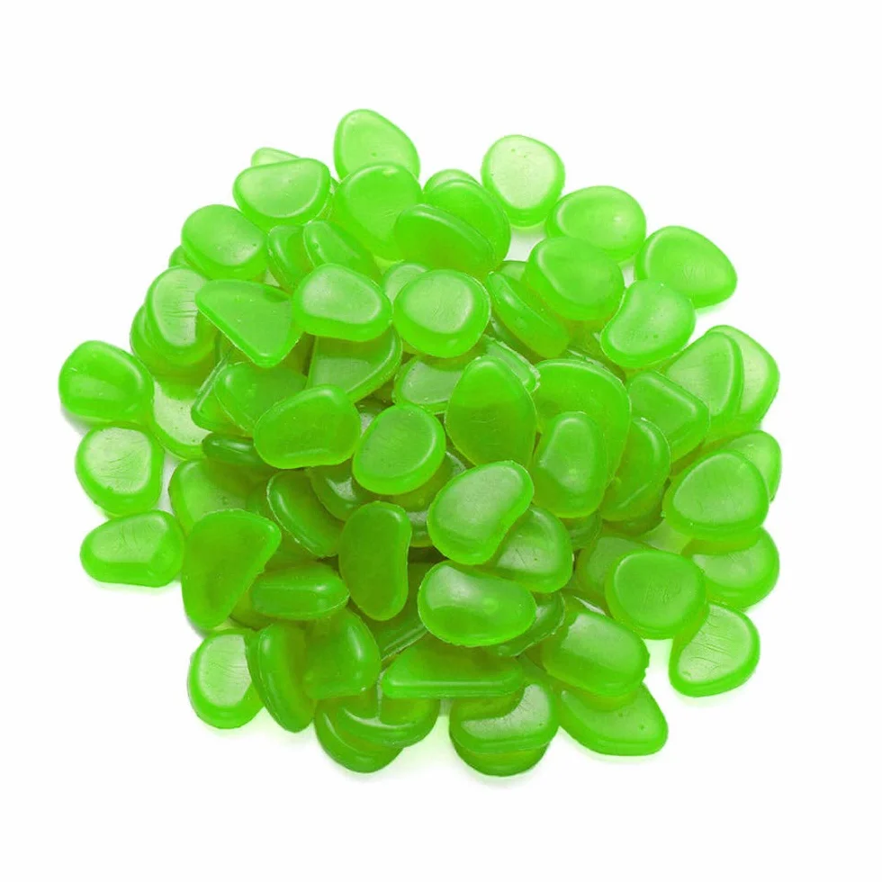 100Pcs Verde Pietre Luminosi Ciottoli Luminosi Fluorescenti Luminose incandescenza nel Buio Pietre Rocce Ghiaia per casa Giardino passerella Acquario Decorazione
