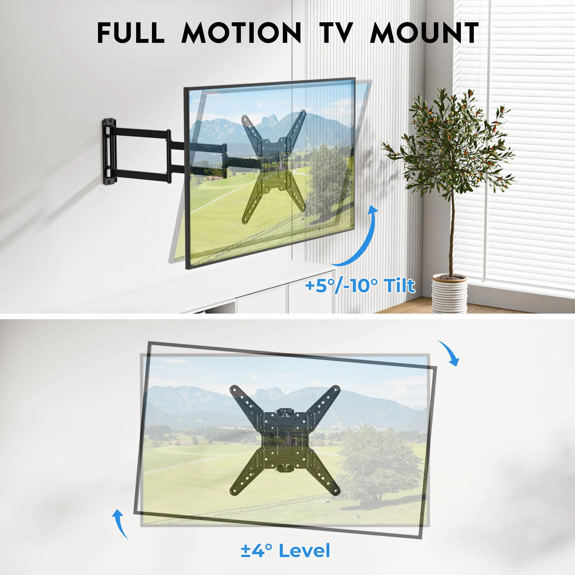BONTEC Supporto TV da Parete 26-65" Staffa Orientabile Inclinabile Braccio Estensibile 950mm VESA 400x400mm Portata 35 kg
