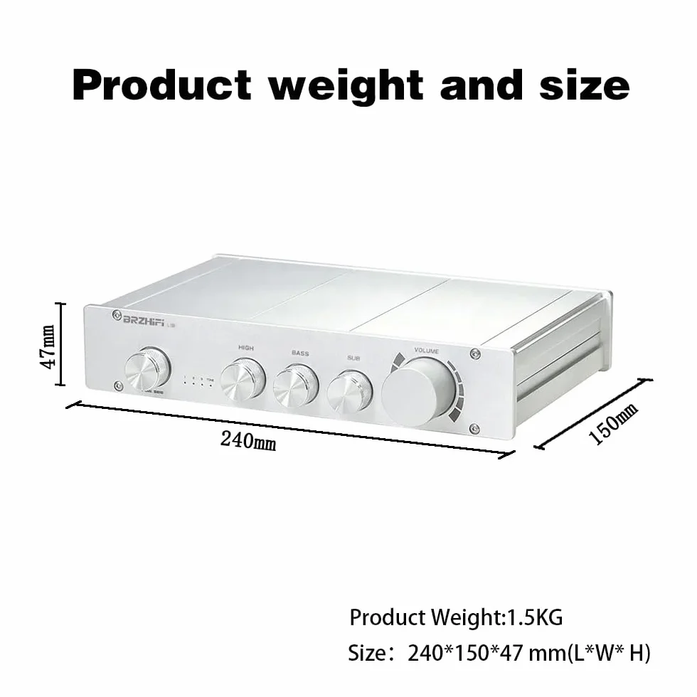 Preamplificatore HIFI Classe A Pura 2.1 Canali Audio Domestico Bluetooth 5.0 PCM5102 Subwoofer Argento