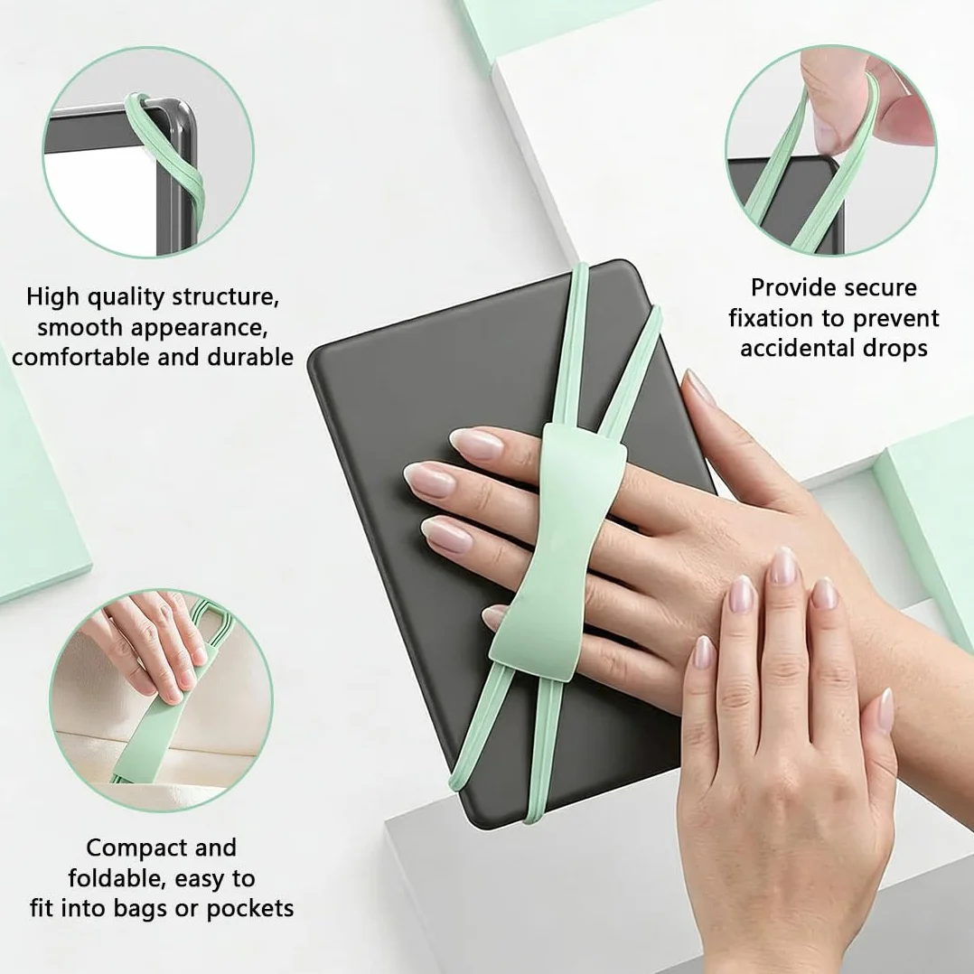 Cinturino da Mano per eReader 6-8 Pollici, Supporto Elastico Antiscivolo Verde