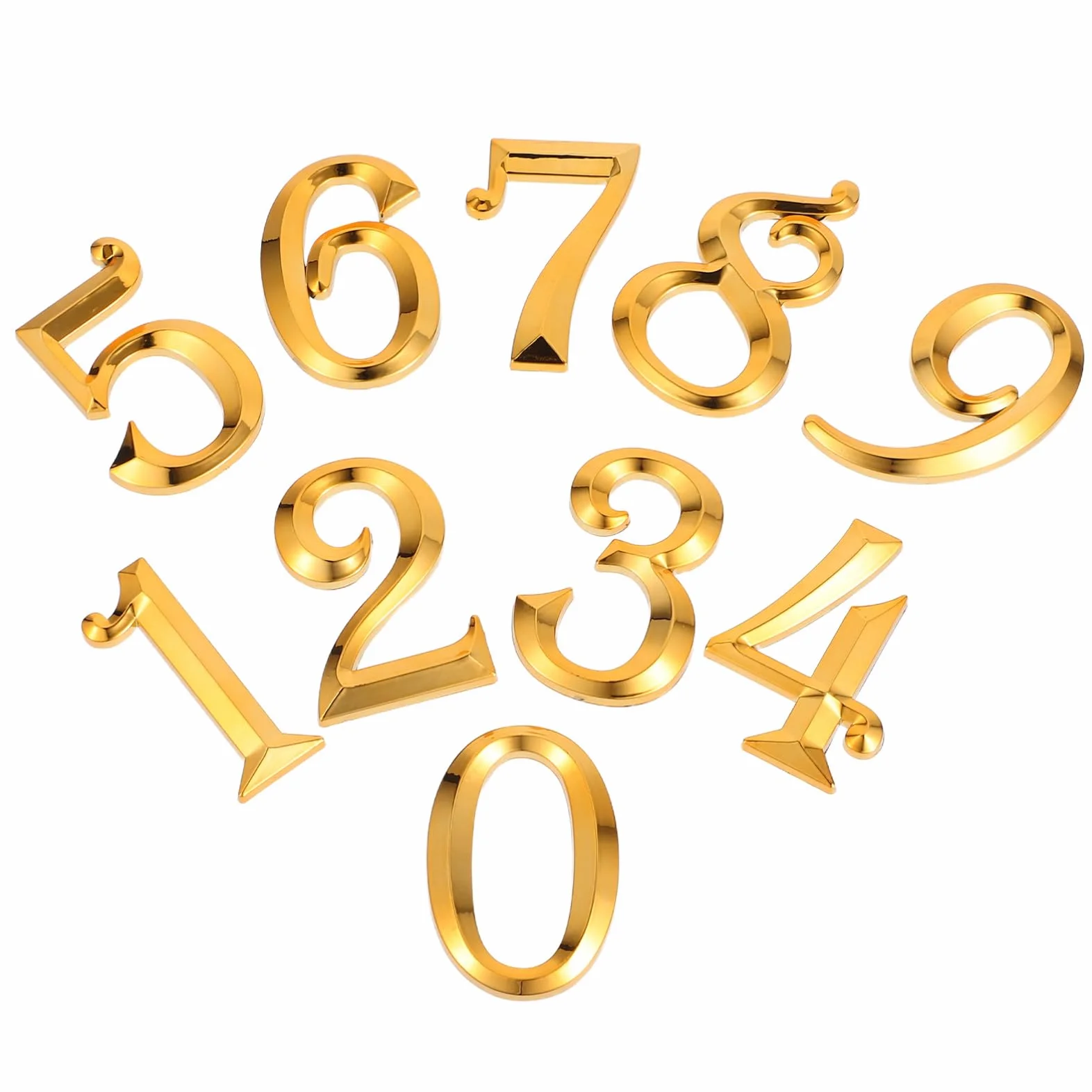 Operitacx Numeri Adesivi per Porta in Abs Oro 10 Pezzi, Numeri Moderni per Decorazioni Facili Fai da Te, per Porta D'ingresso e Appartamento