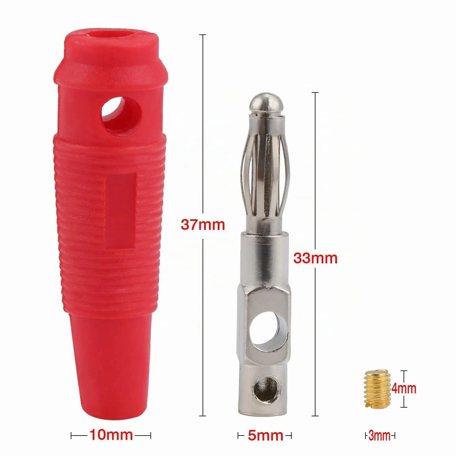 Connettori a Banana 4mm Placcati Oro per Altoparlante, 30 Pezzi Nero/Rosso