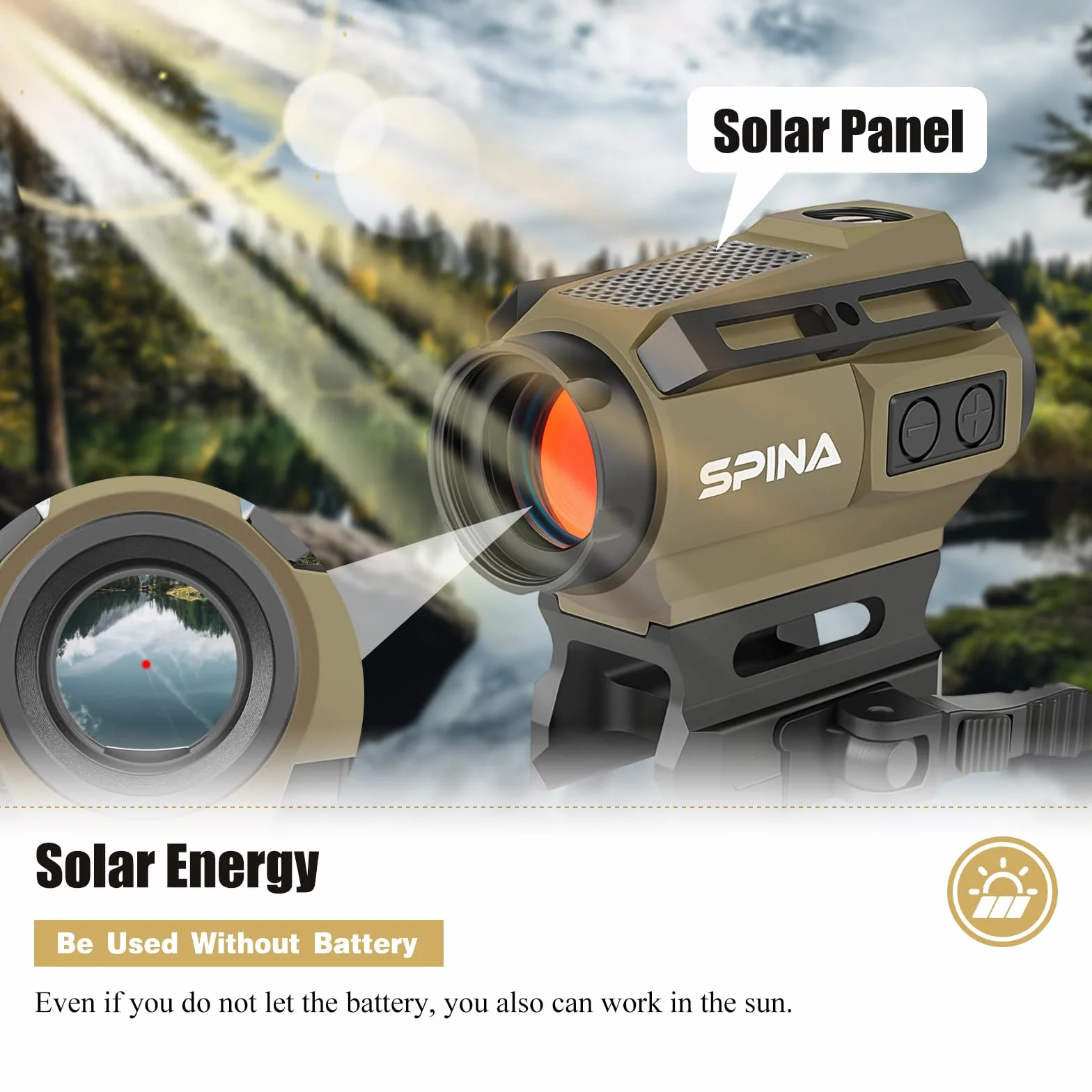 SPINA OPTICS Red Dot Sight 1x20mm 2 MOA Rifle Scope Riflesso con Reticle Dot/Cross Circle 7 livelli luminosità QD Mount