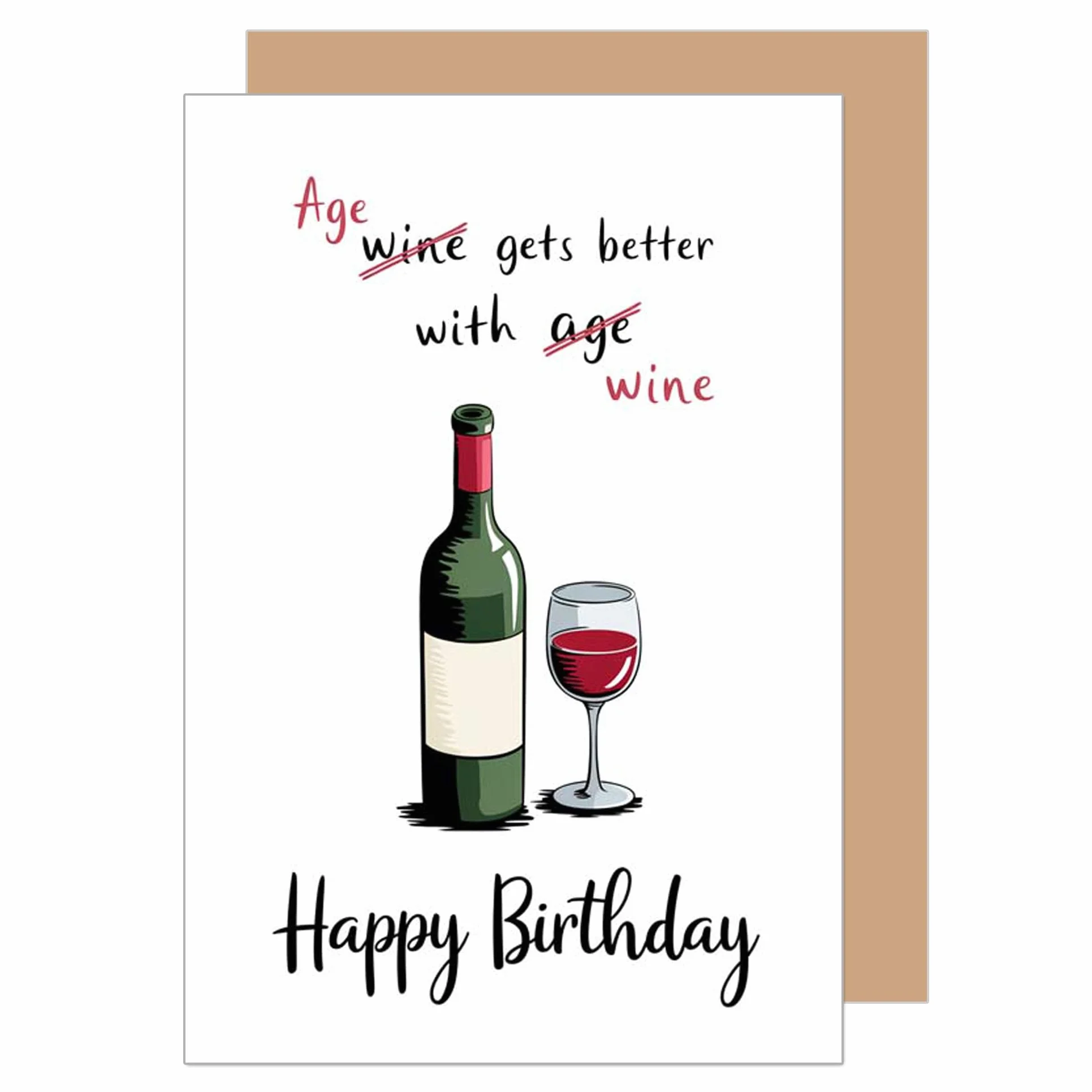 Edition Seidel biglietto di compleanno premium con busta Happy Birthday frase donna uomo vino divertente