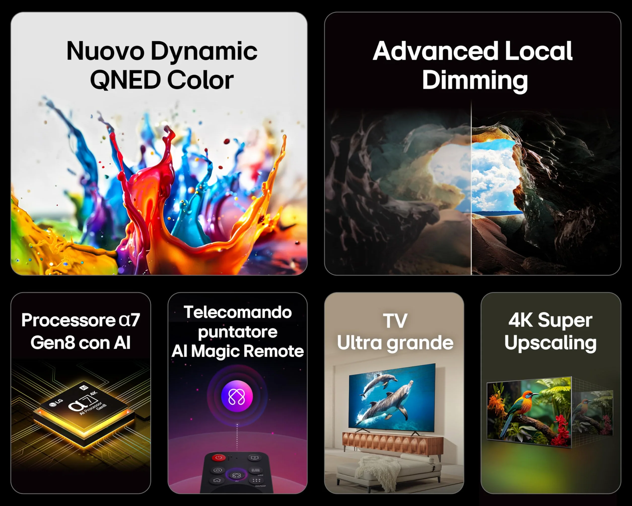 LG QNED84 TV 43 cali Smart TV 4K Processore α7 Gen8 Dynamic QNED Color webOS AI Gaming VRR 4K@60Hz