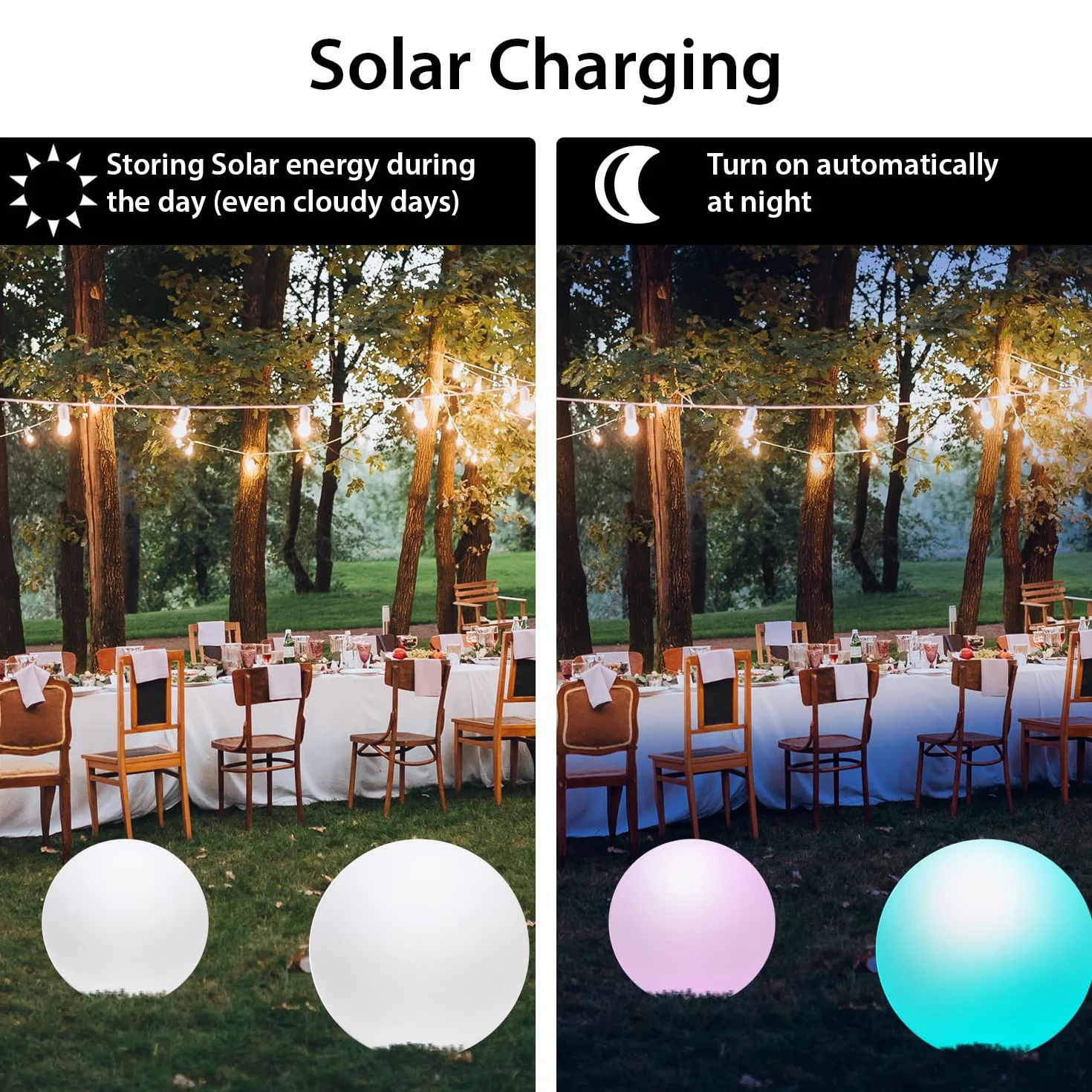 Velamp Sfera Luminosa LED Ø 25cm. A Ricarica Solare, IP66. con Telecomando: Scelta tra Bianco e 7 Colori. Wireless. per Giardino, terrazzo, Piscina