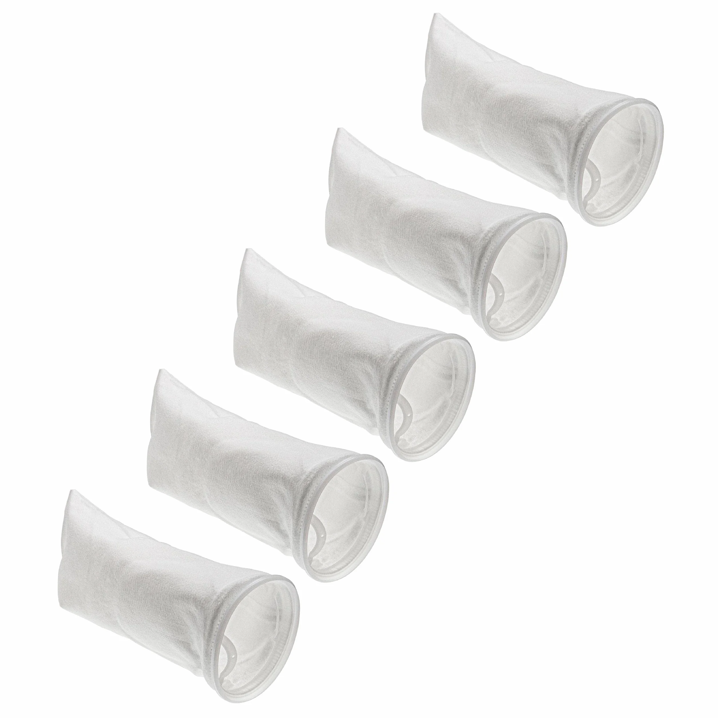 vhbw 5X Calza filtrante Universale Compatibile con acquari, Piscine, Skimmer - Sacchetto filtrante, polietilene, 18 x 45 cm, 100 Micron, Bianco