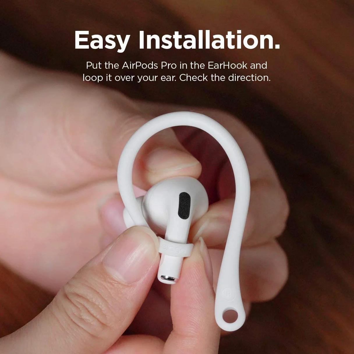 elago EarHooks Ganci Auricolari Compatibili con Apple AirPods Pro 3/2/1 e AirPods 4/3/2/1, Supporti Antiscivolo in TPU per Sport, Bianco