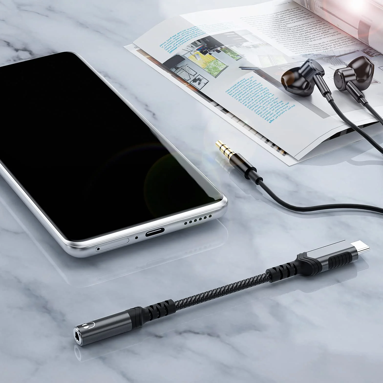 Adattatore USB C a Jack 3.5mm per Samsung Galaxy A16 A17 A26 A34 A56 S26 S25 iPhone Air 17 16e 15Pro Max Pixel 10 9a