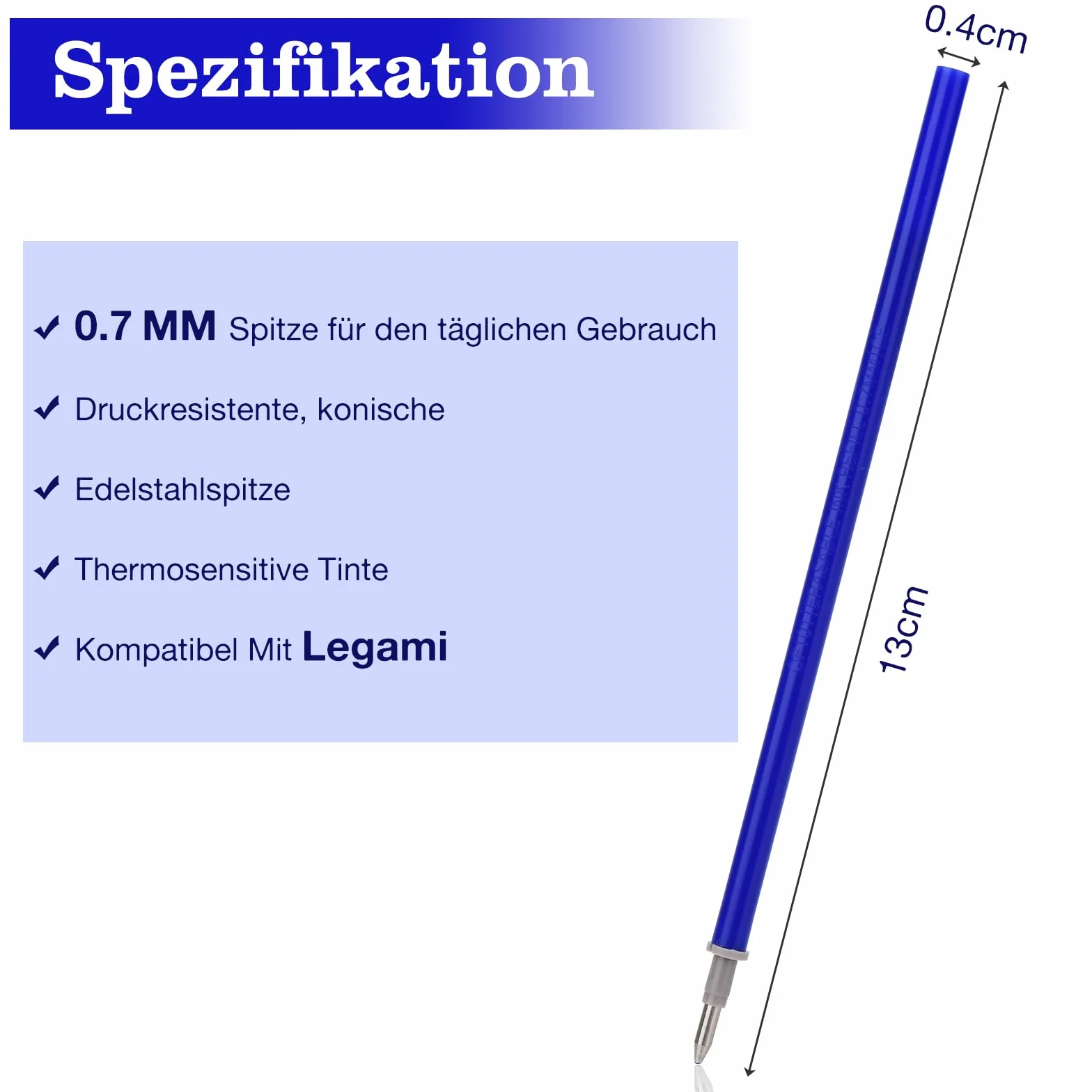 Willingood Refill per Penna Gel Cancellabile 14 Pezzi Blu 0,7 mm Inchiostro Termosensibile