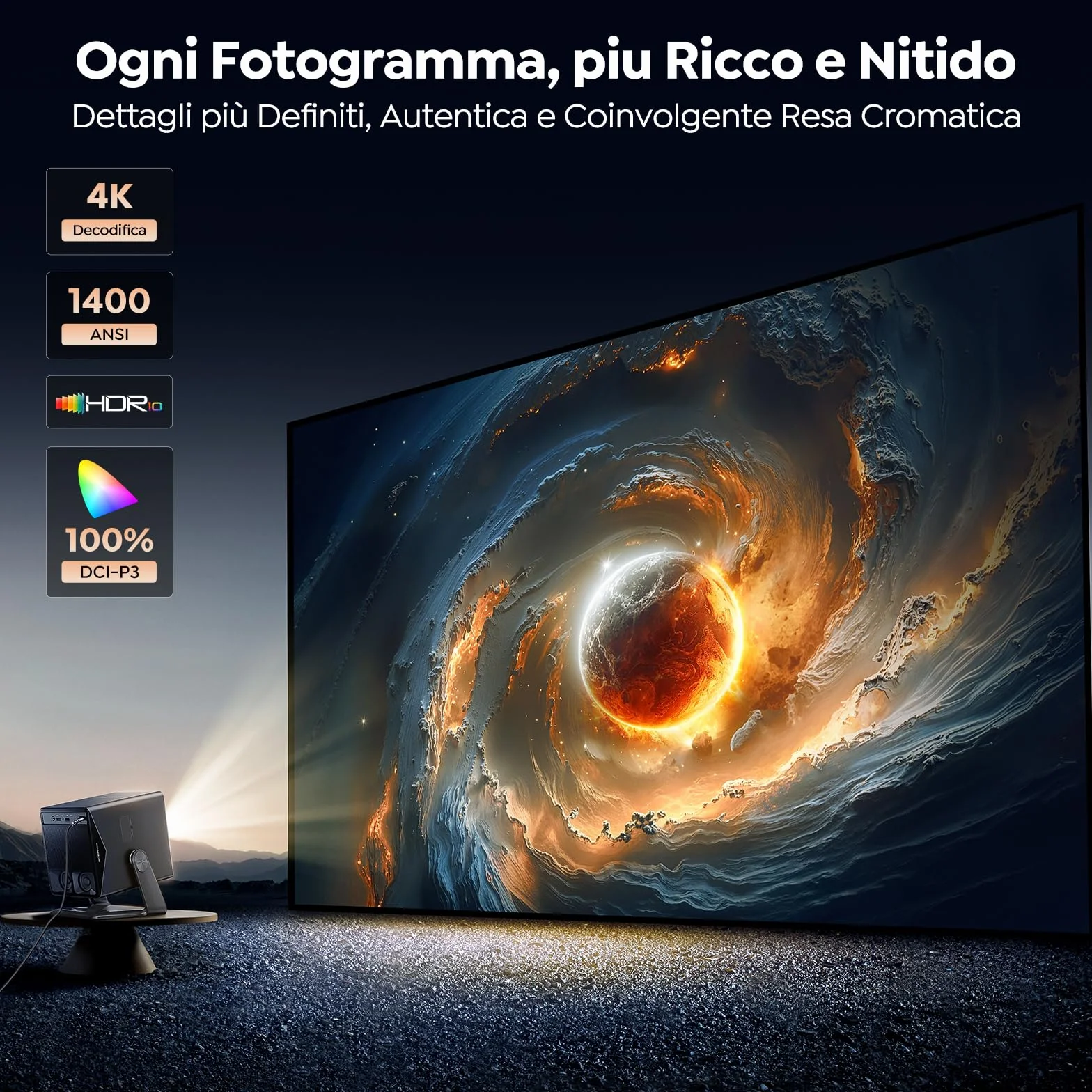 TOPTRO A2 Proiettore 4K 1400 ANSI Auto Focus Keystone Dolby Audio Bluetooth 5.4