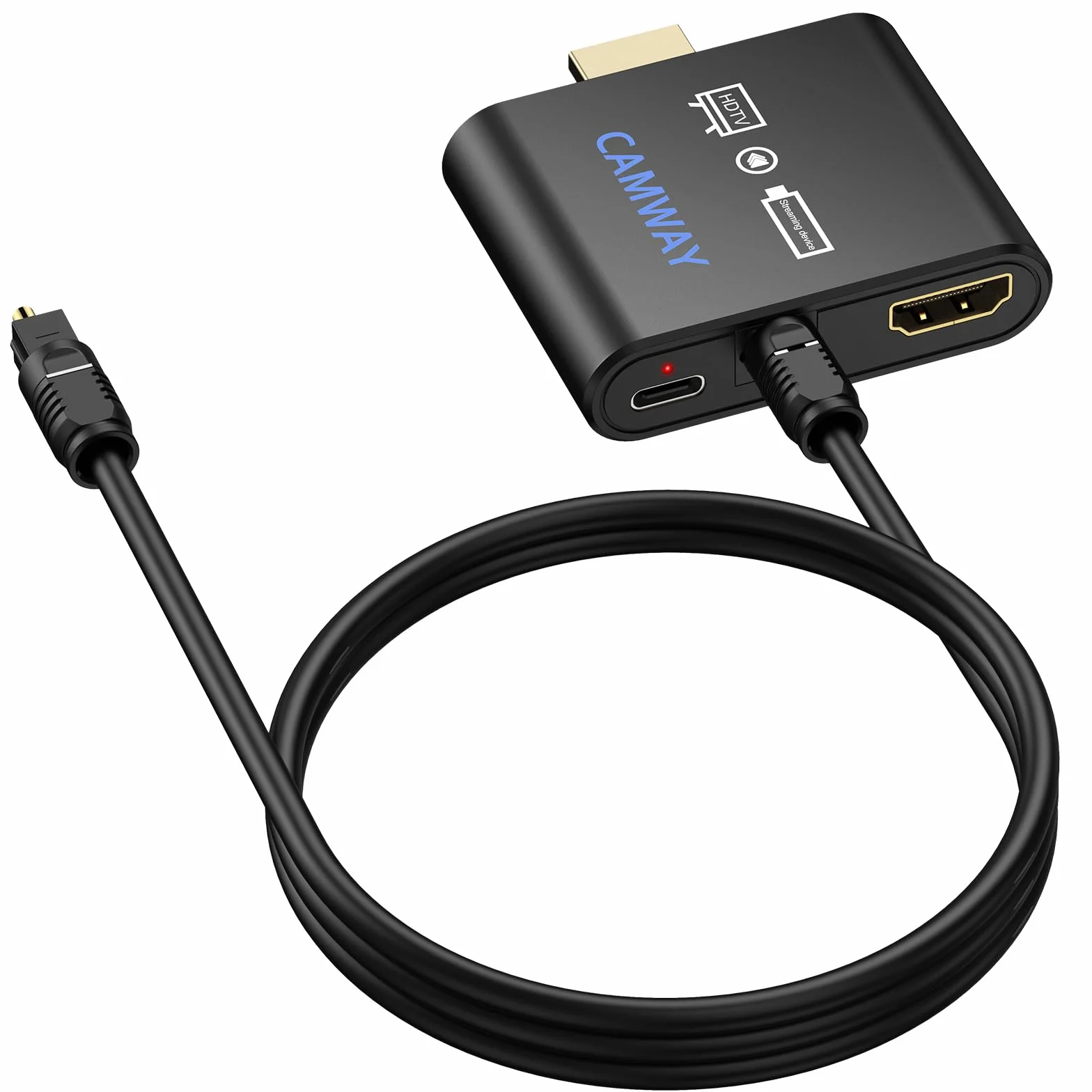 CAMWAY Estrattore Audio HDMI Convertitore HDMI Ottico 5.1 Canali 4K@30Hz Cavo Ottico 1M Dobly DTS