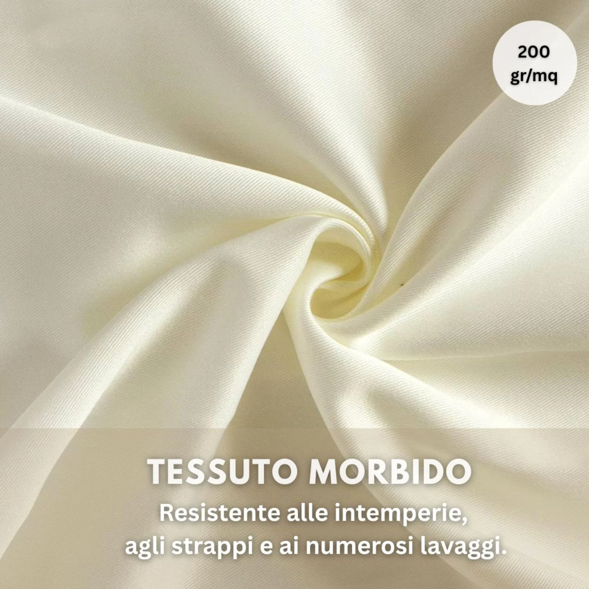 Morbidissimi Tenda Gazebo Idrorepellente e Resistente, Tenda Da Esterno 200x240 cm per Gazebo, Dotata di Passanti con Chiusura a Strappo, 100% Made in Italy - Panna