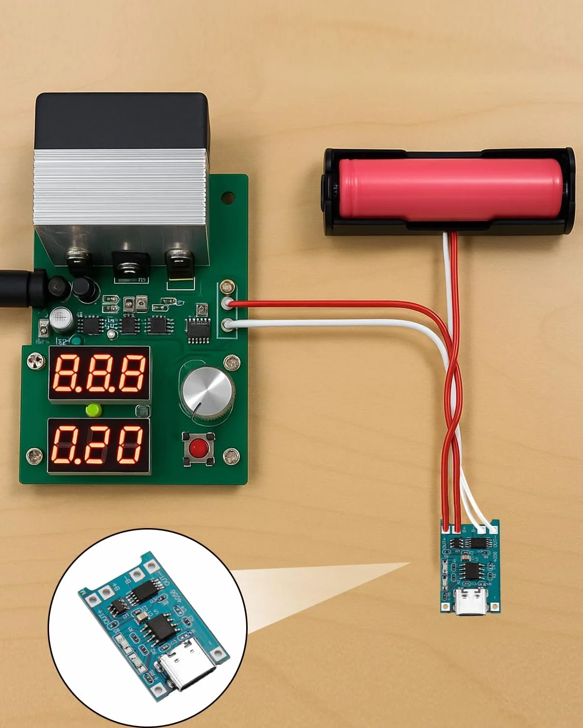 TC4056 Charger Modulo USB-C 5V 1A Caricabatterie Module Protezione Doppia per Batterie Li-ion 18650