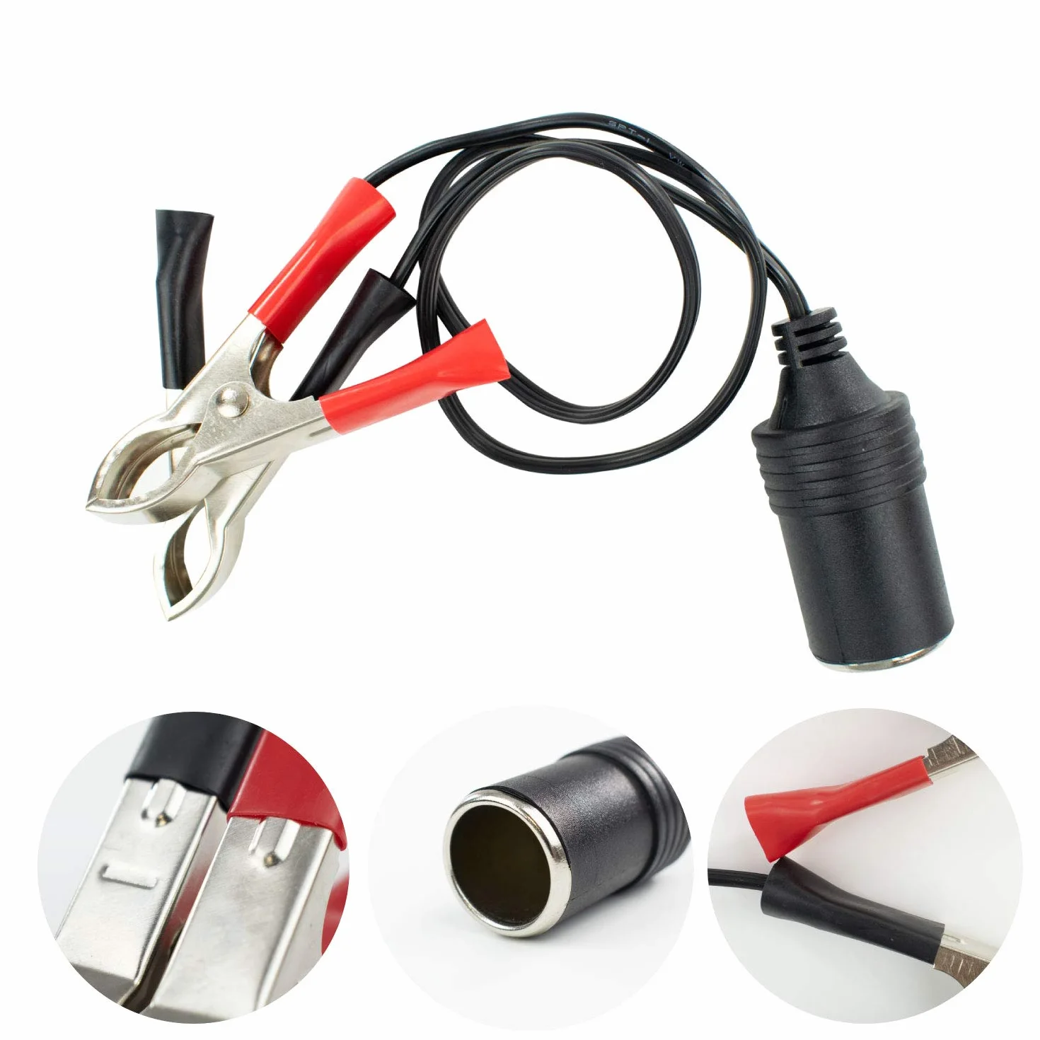 TRIXES Adattatore presa accendisigari 12 V con pinze per batteria auto