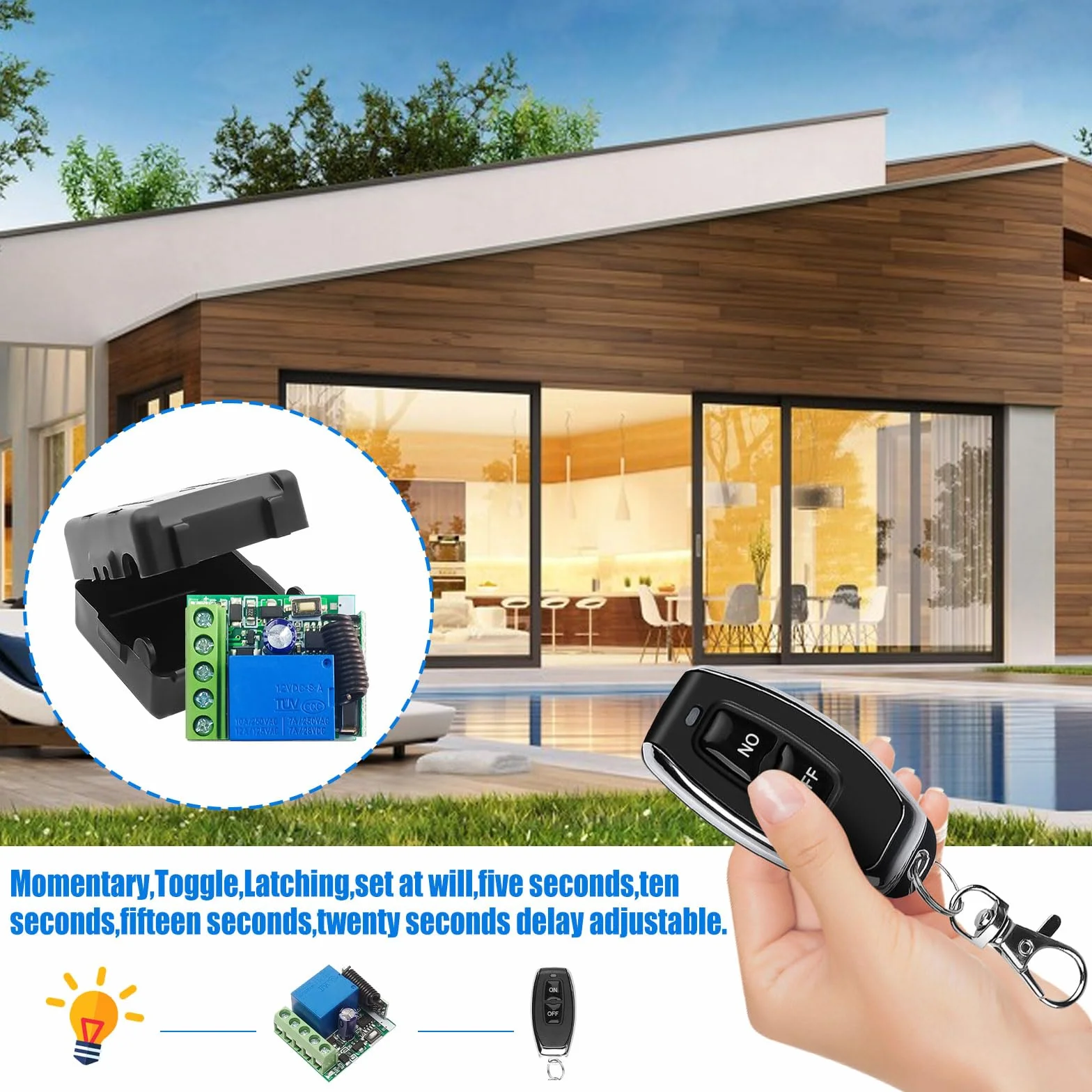433 MHz Interruttore di controllo remoto senza fili DC 12V 1CH RF modulo ricevitore relè con trasmettitore lungo raggio per apriporta garage