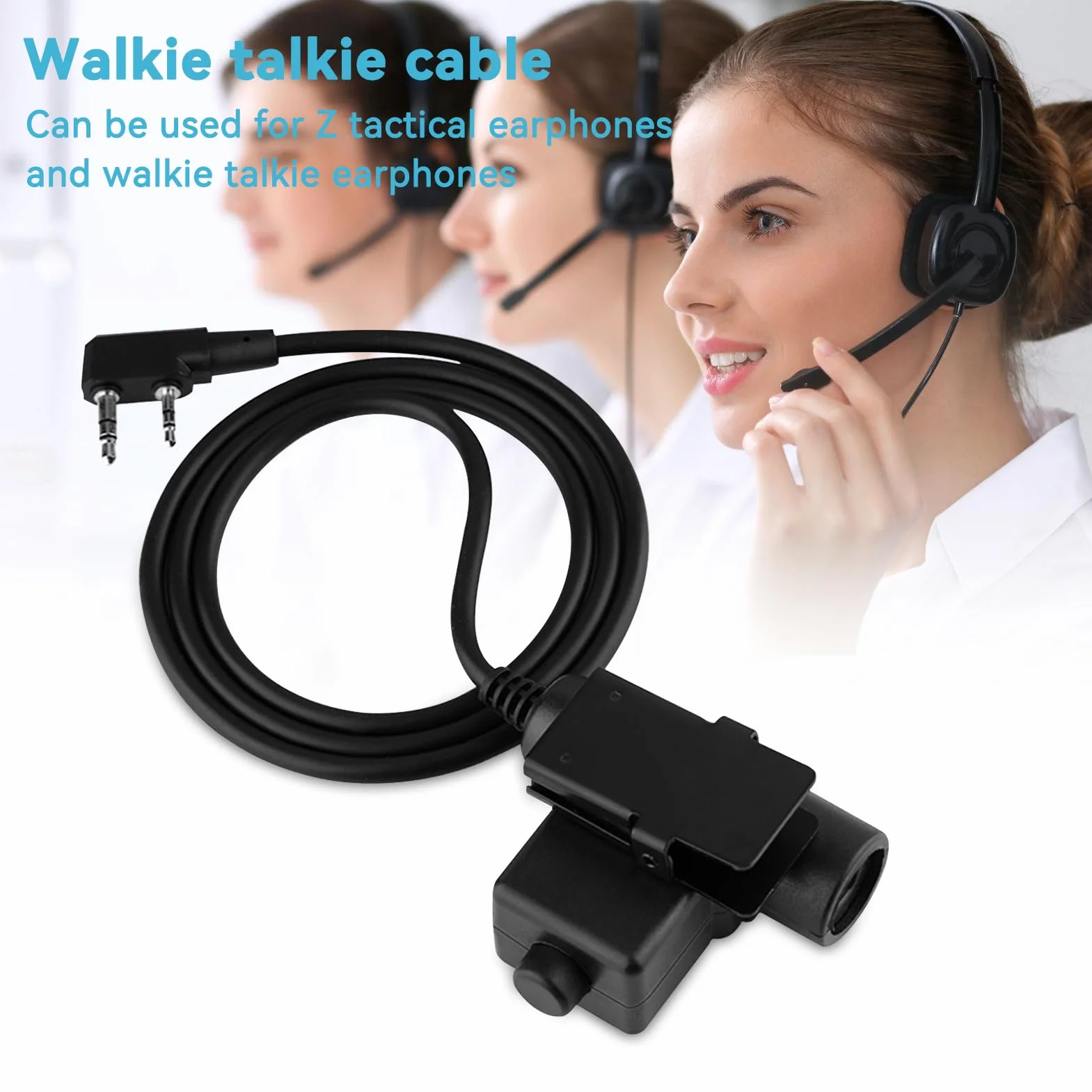 Agatige Cuffia Radio Militare PTT Bidirezionale Walkie Talkie Adattatore U94 Spina Mobile 2 Pin 7,0 mm Push to Talk per Ken-wood Bao-feng