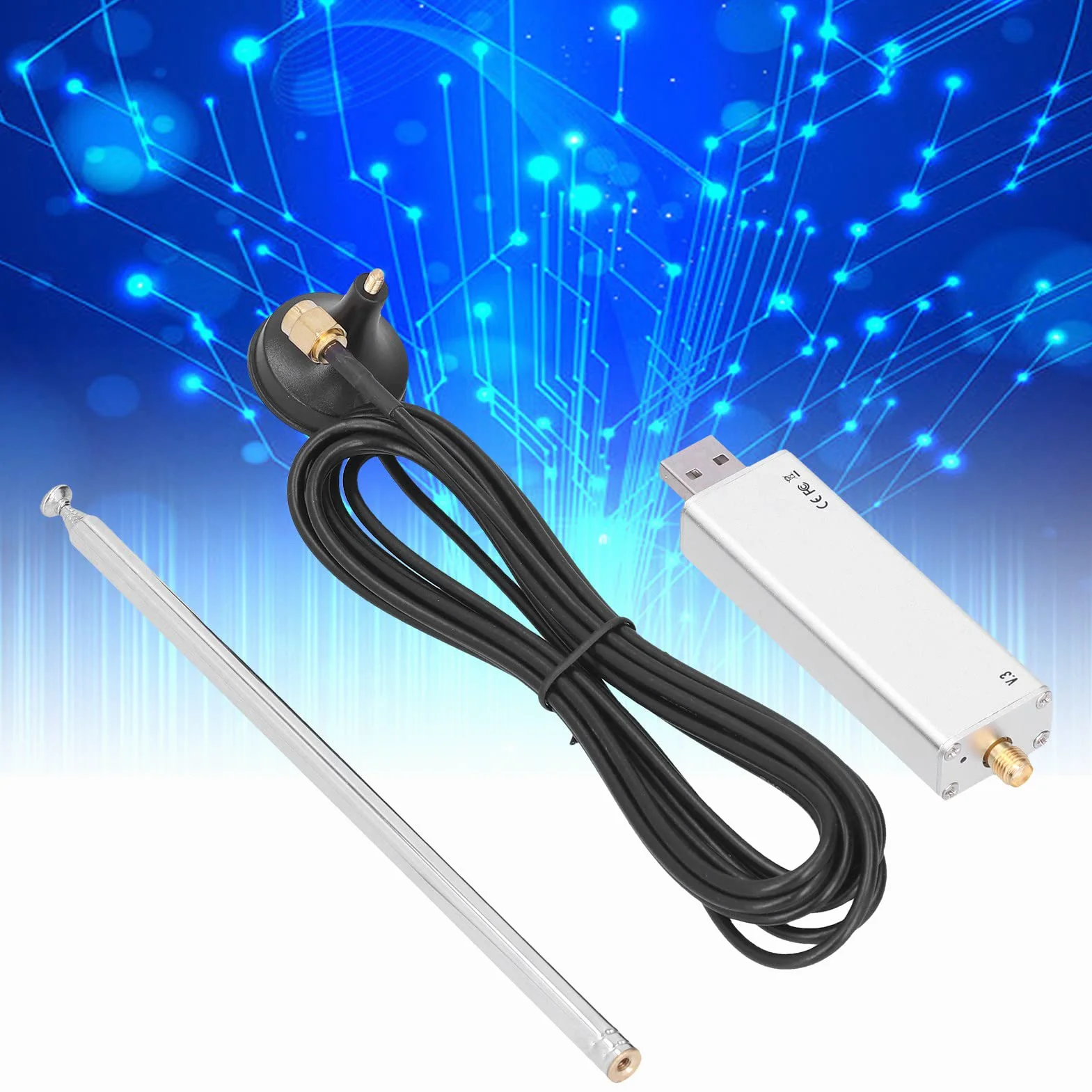 Ricevitore Radio Rtl-Sdr V3, Kit SDR con Base Antenna, Banda Completa per Aviazione e Radioastronomia
