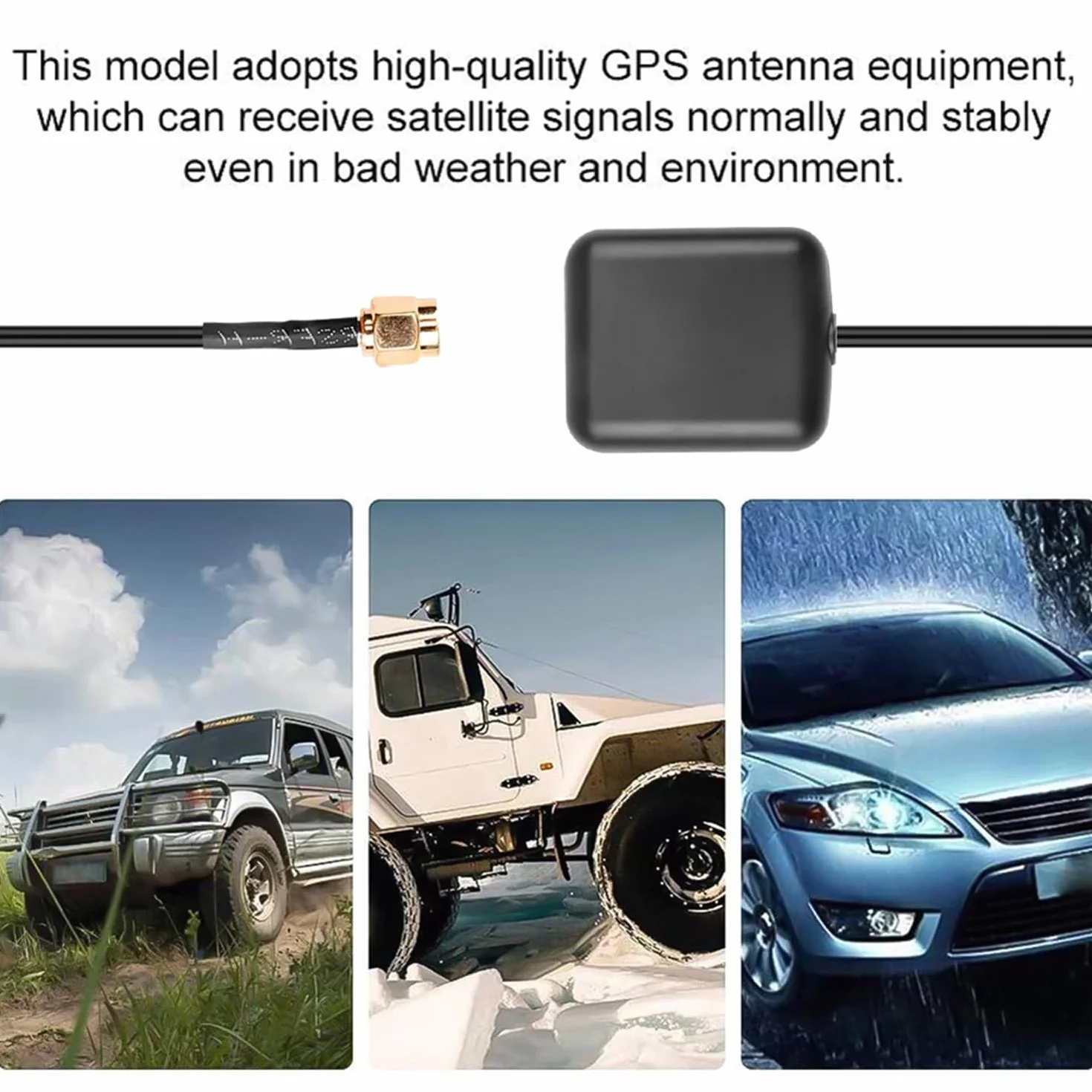 Greluma Antenna GPS Attiva Impermeabile 4m SMA Maschio per Veicoli