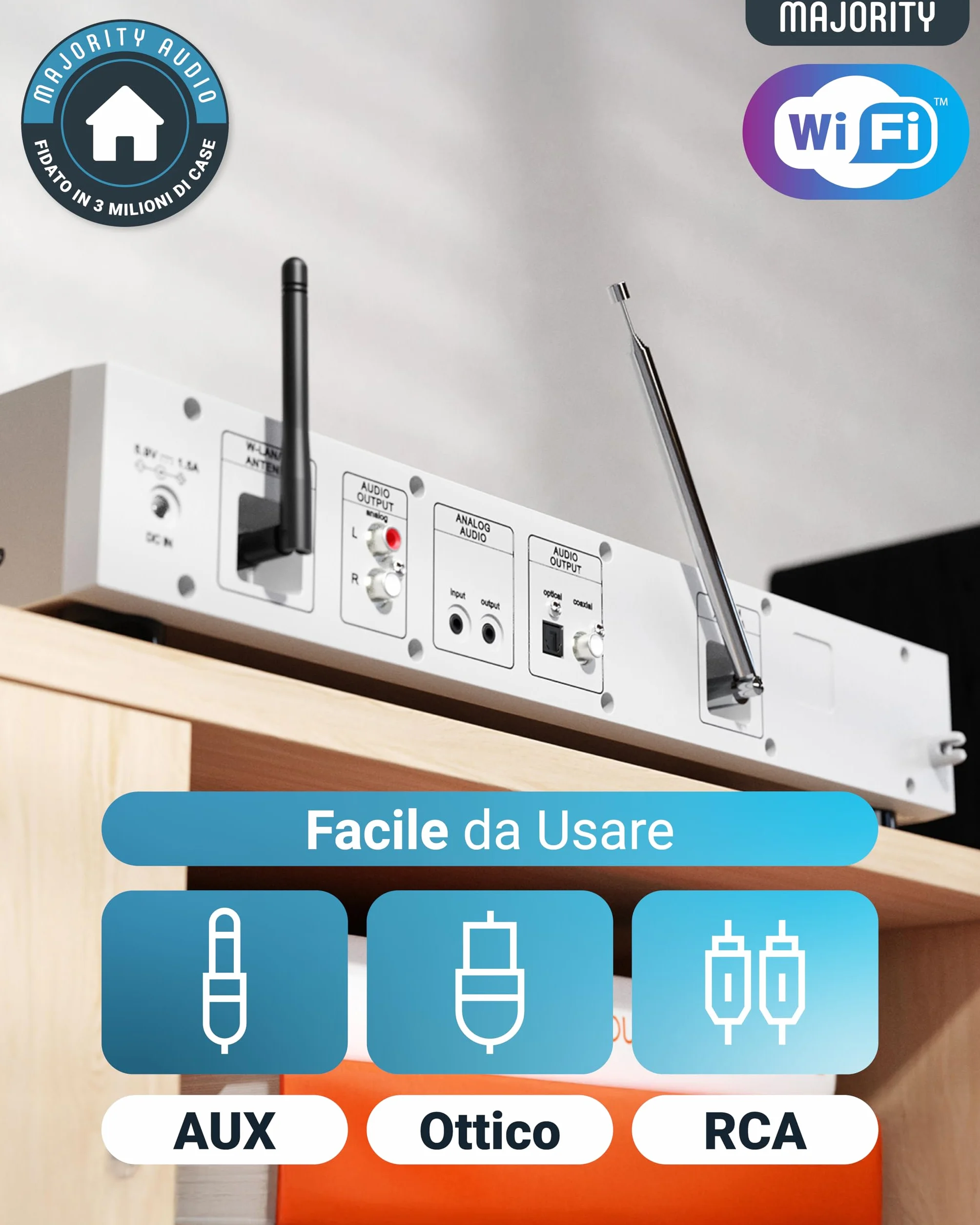 Majority Fitzwilliam Radio Internet Wifi Spotify Connect Bluetooth DAB FM Sintonizzatore HiFi Telecomando USB AUX