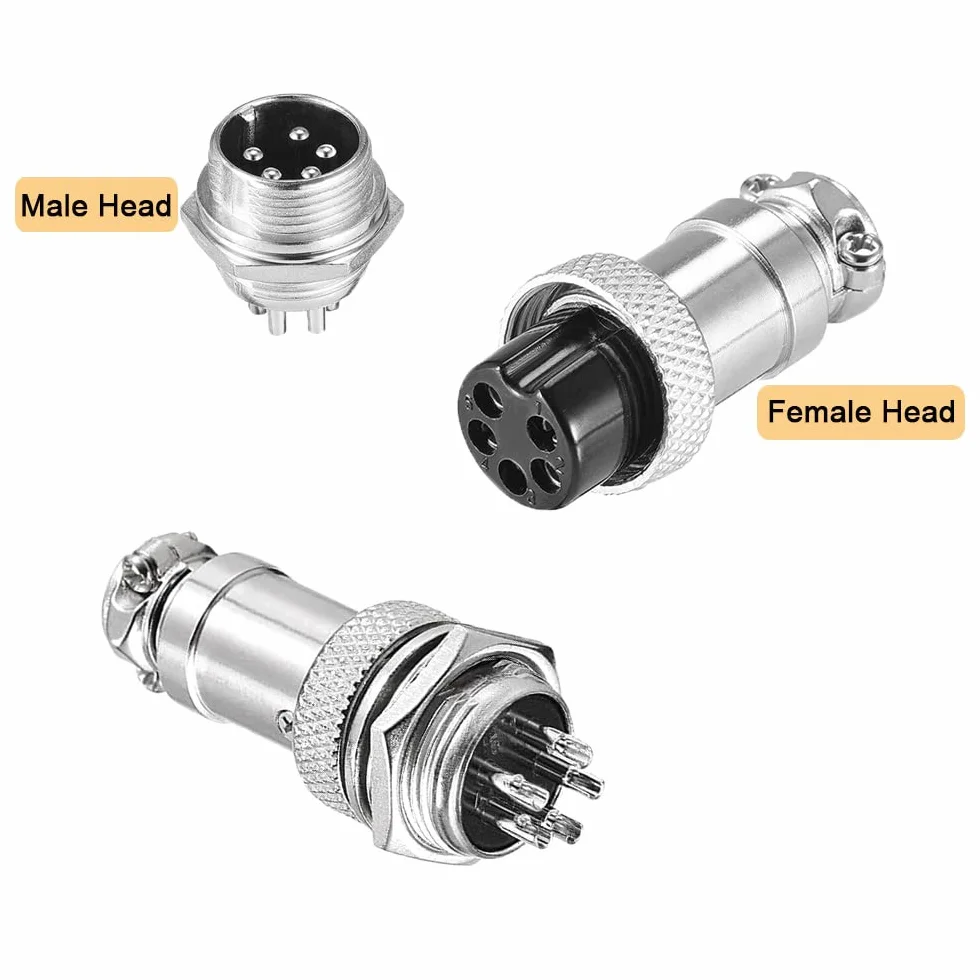 GX16 Connettore Aviazione Metallo 16 mm 5A Maschio Femmina 3-8 Pin con Cappuccio in Gomma 10 Pezzi