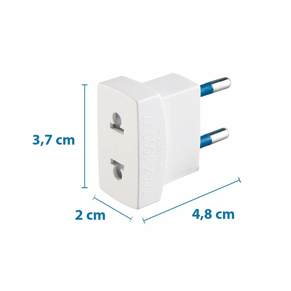Poly Pool Adattatore da Viaggio con Spina Italiana 10 A e Presa Americana Bianco