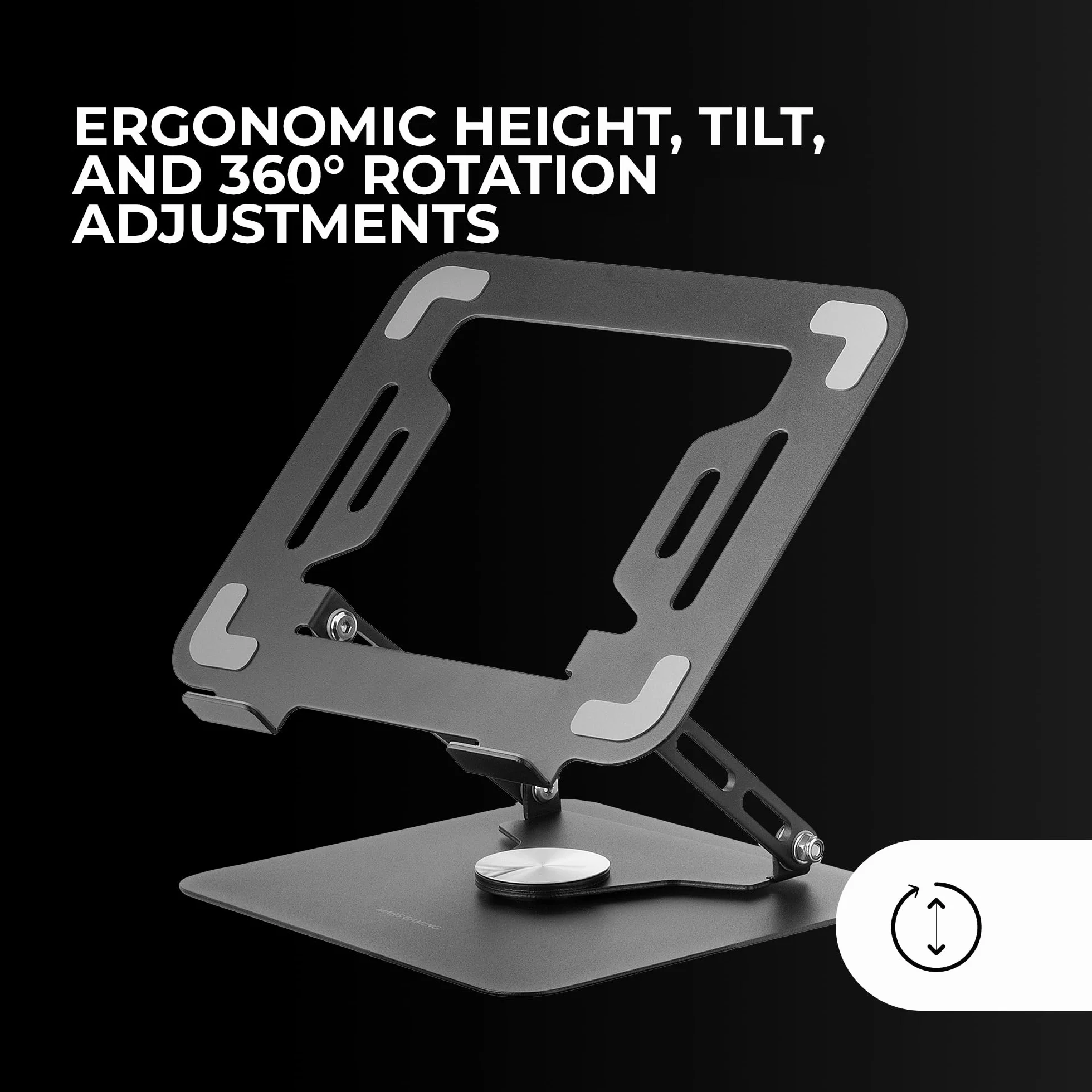 MARSGAMING MA-RSN Supporto per Laptop e Tablet 17" Regolazione Altezza Inclinazione Rotazione 360º Stand Acciaio Nero