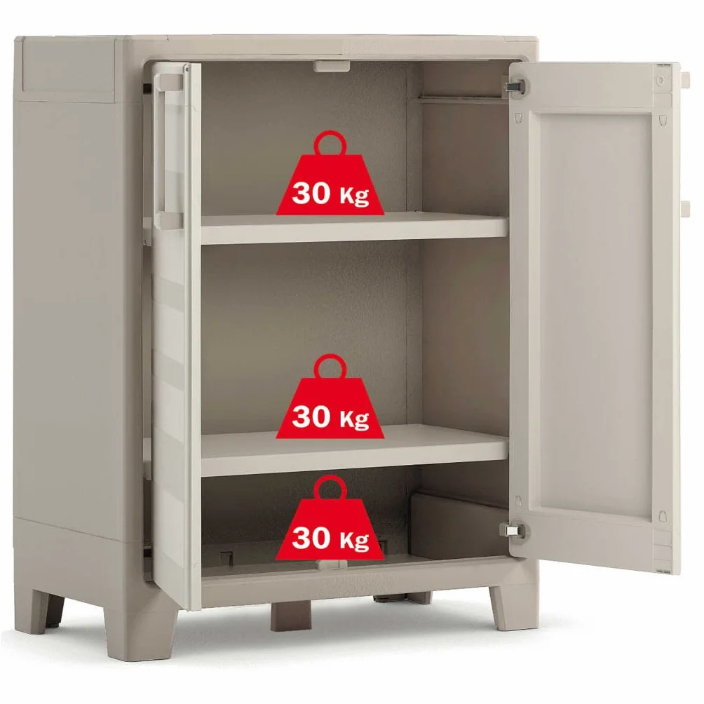 Keter Gulliver Basso XL Armadio 2 Ripiani 80x44x100 cm Sabbia Beige