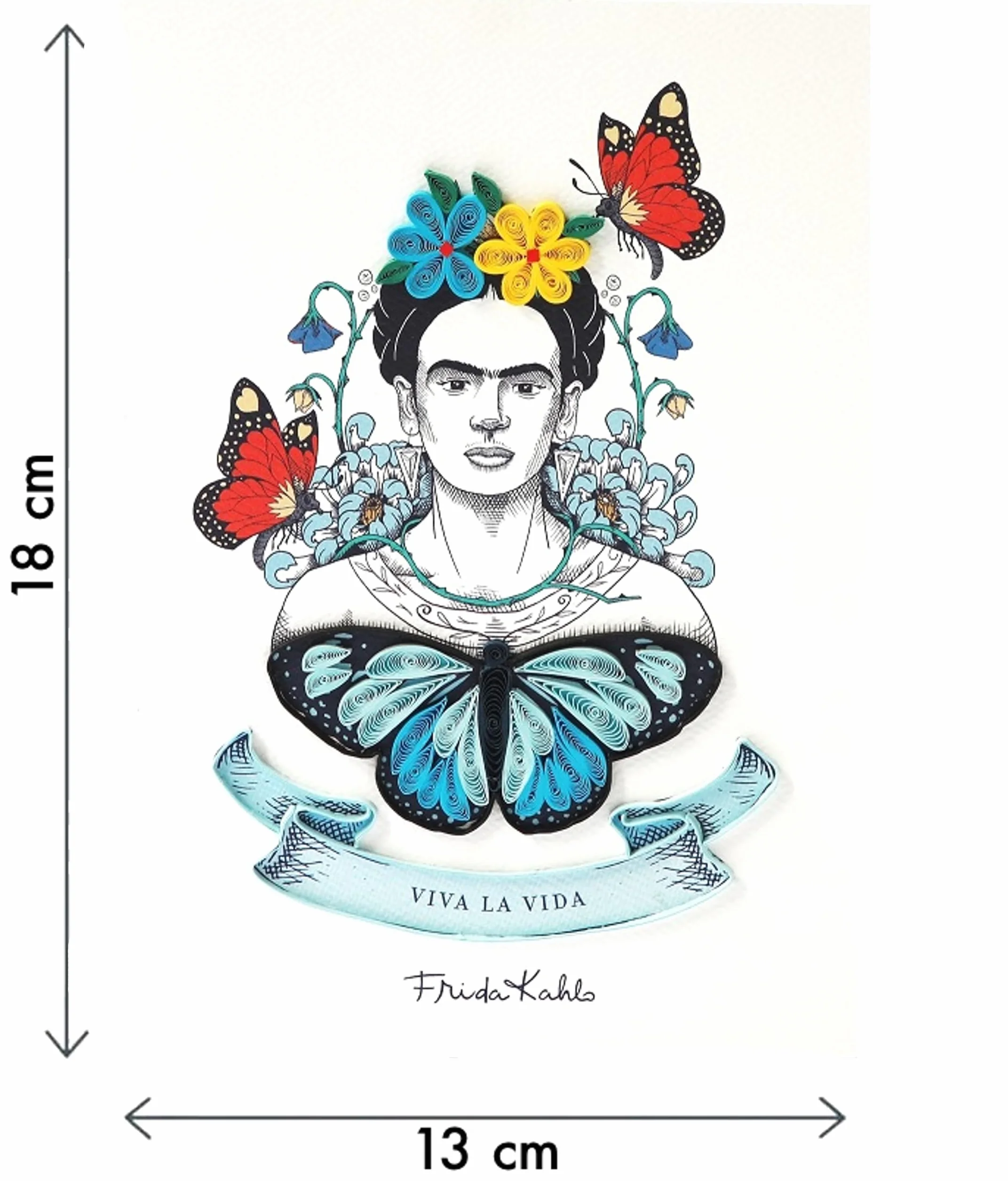 Frida Kahlo Butterflies Quilling Biglietto regalo Filigrana compleanno ricorrenze con busta