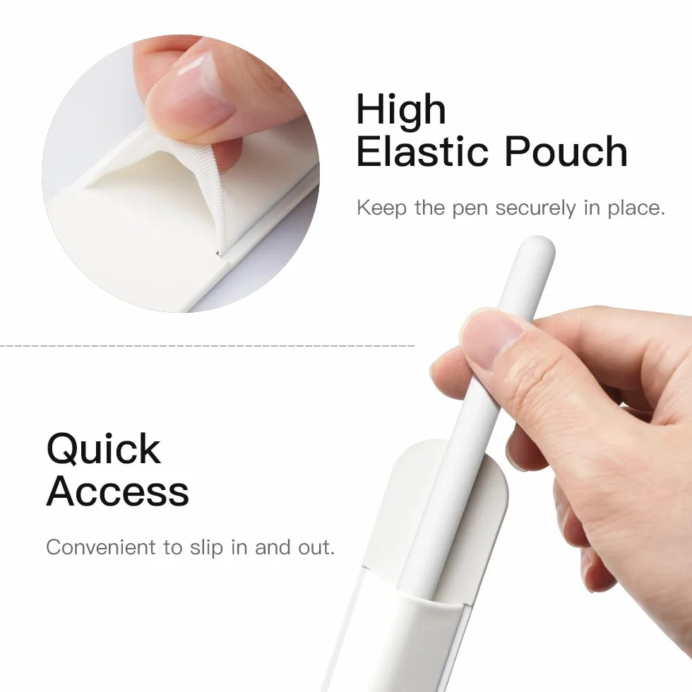 MoKo Adesivo Portapenne per Apple Pencil PRO/USB-C 1a/2a Gen., Custodia Elastica Bianca
