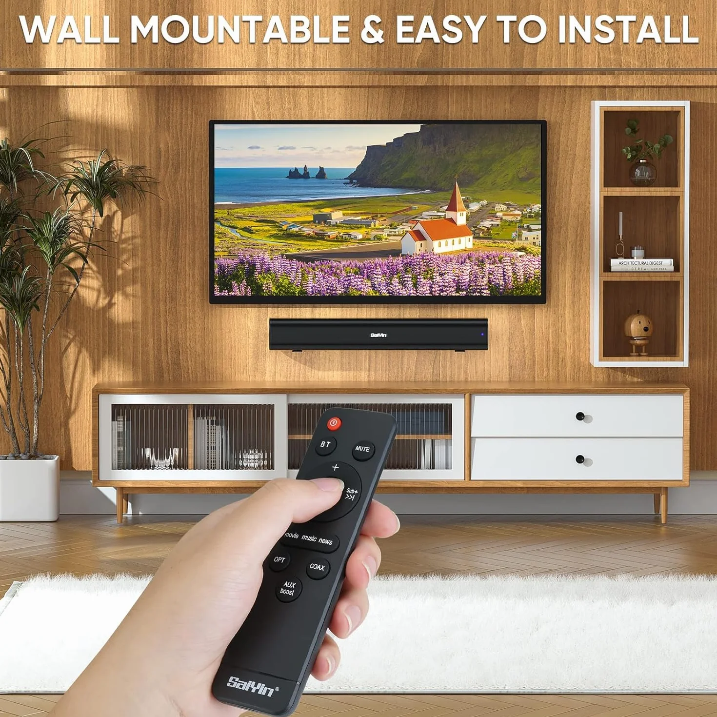Saiyin Soundbar 40 Watt Bluetooth 5.3 Surround Compatto 17 Pollici per TV PC Giochi Proiettori