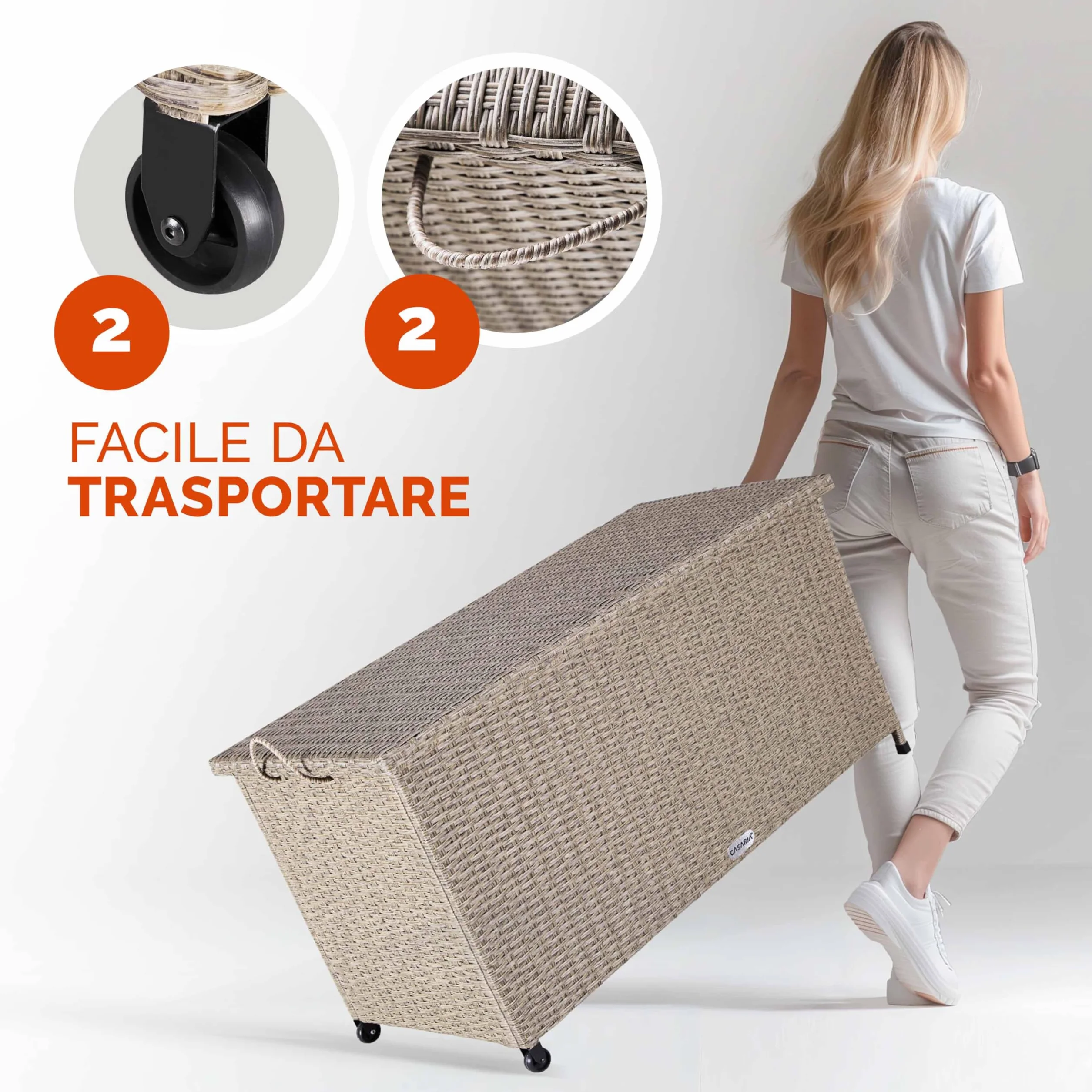 Casaria® Baule Giardino XXL 117x53x60cm Ruote 270L Salvaspazio Impermeabile Resistente Cassettone Contenitore Esterno