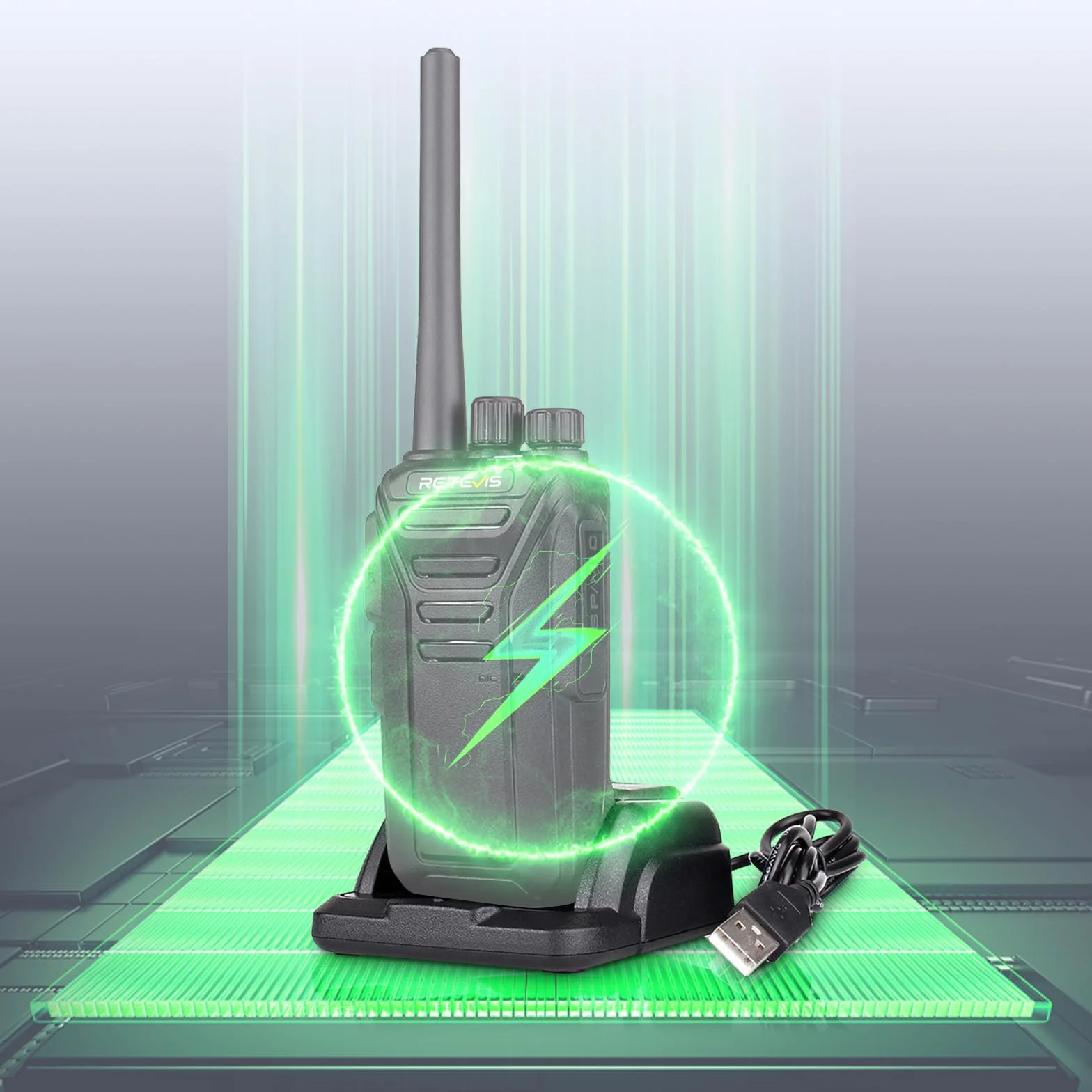 Retevis RT27 Caricabatterie Base di Ricarica Originale con USB Compatibile, Nero