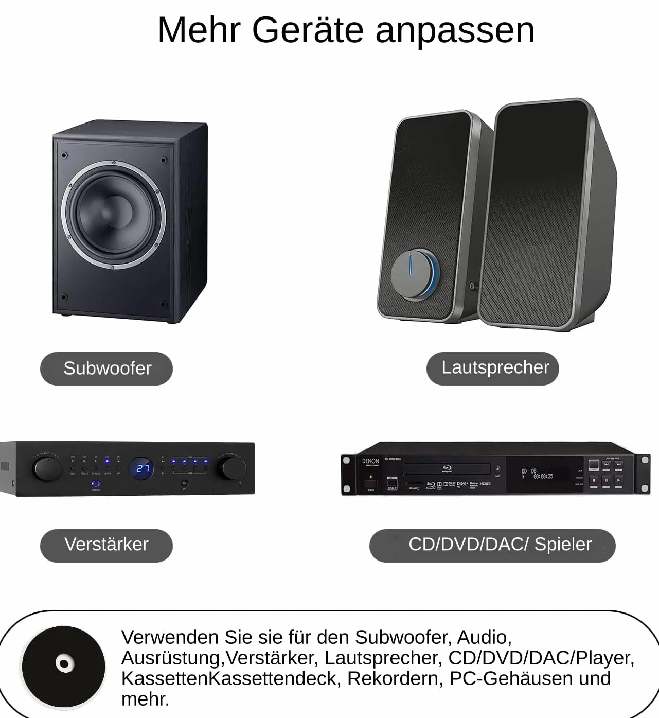 Monosaudio HiFi Spikes Pad 58 x 22 mm piedini in alluminio ammortizzatore per altoparlanti M4 x 0,7