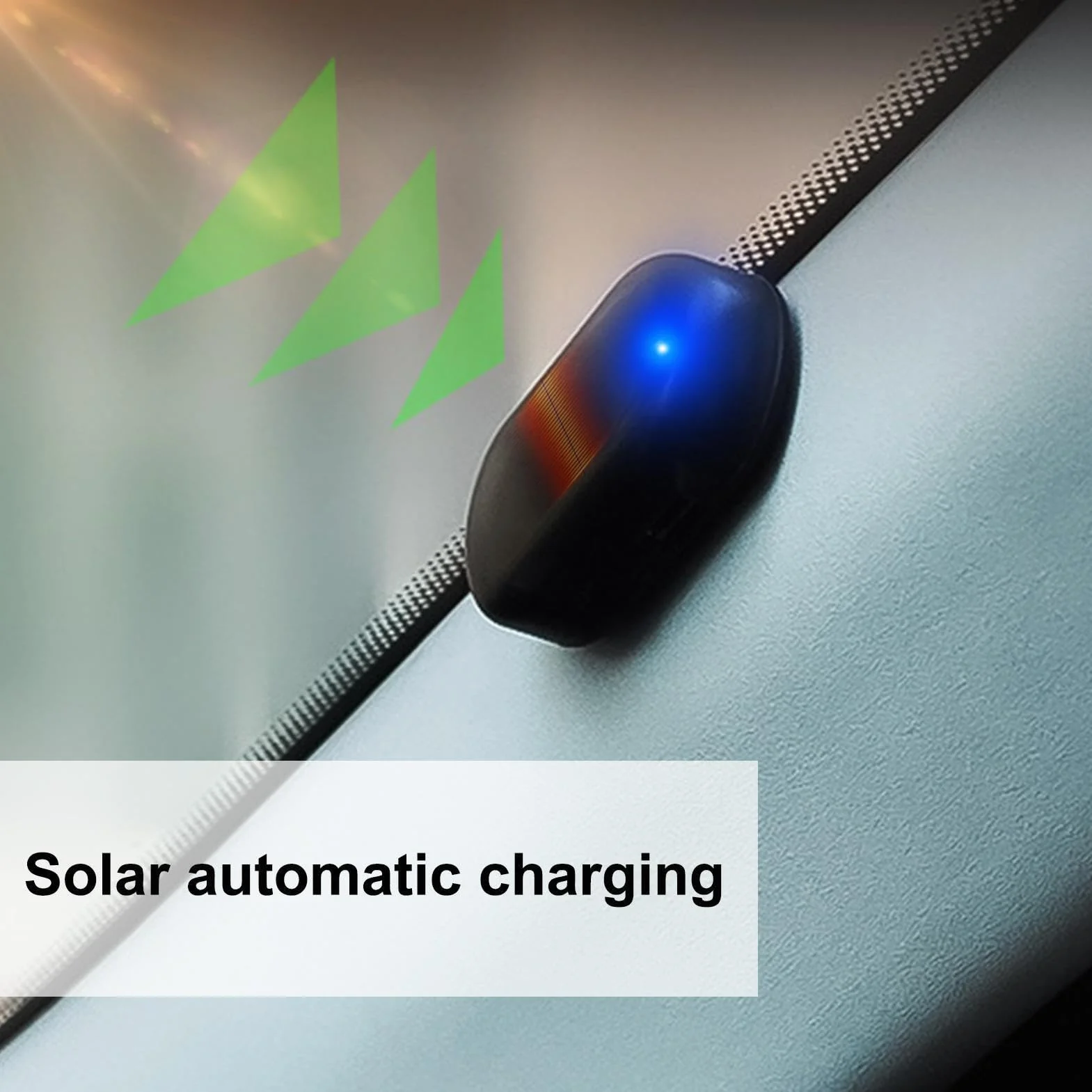 Luce Anti-Furto Auto Solare LED Lampeggiante con Sensore di Luce, Senza Batterie, Blu