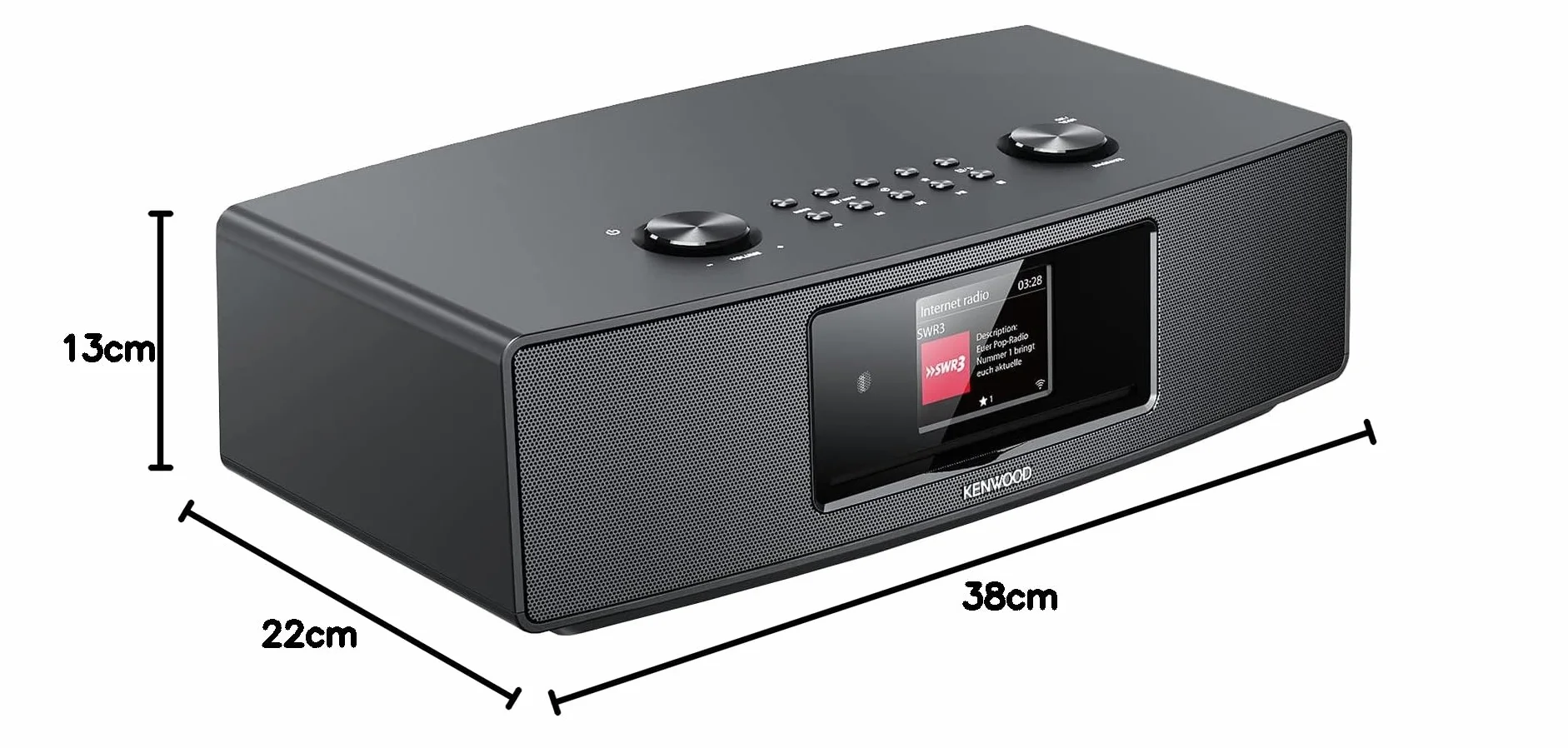KENWOOD Radio DAB WiFi CR-ST700SCD, Radio Digitale DAB+ WiFi, Wyświetlacz 7,1 cm, Orologio Radiosveglia, Odtwarzacz CD, USB, Czarny